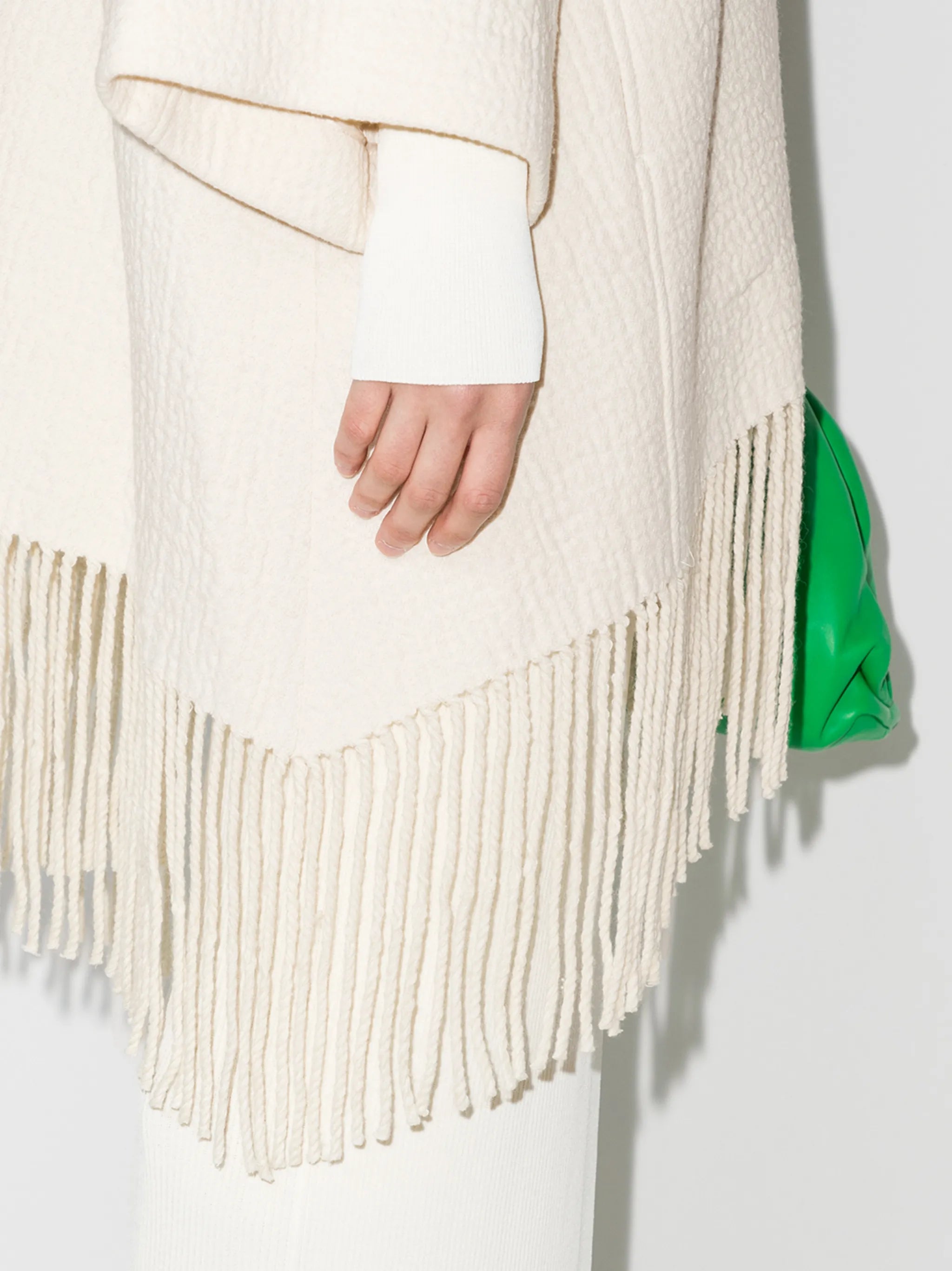 fringed-hem textured cape