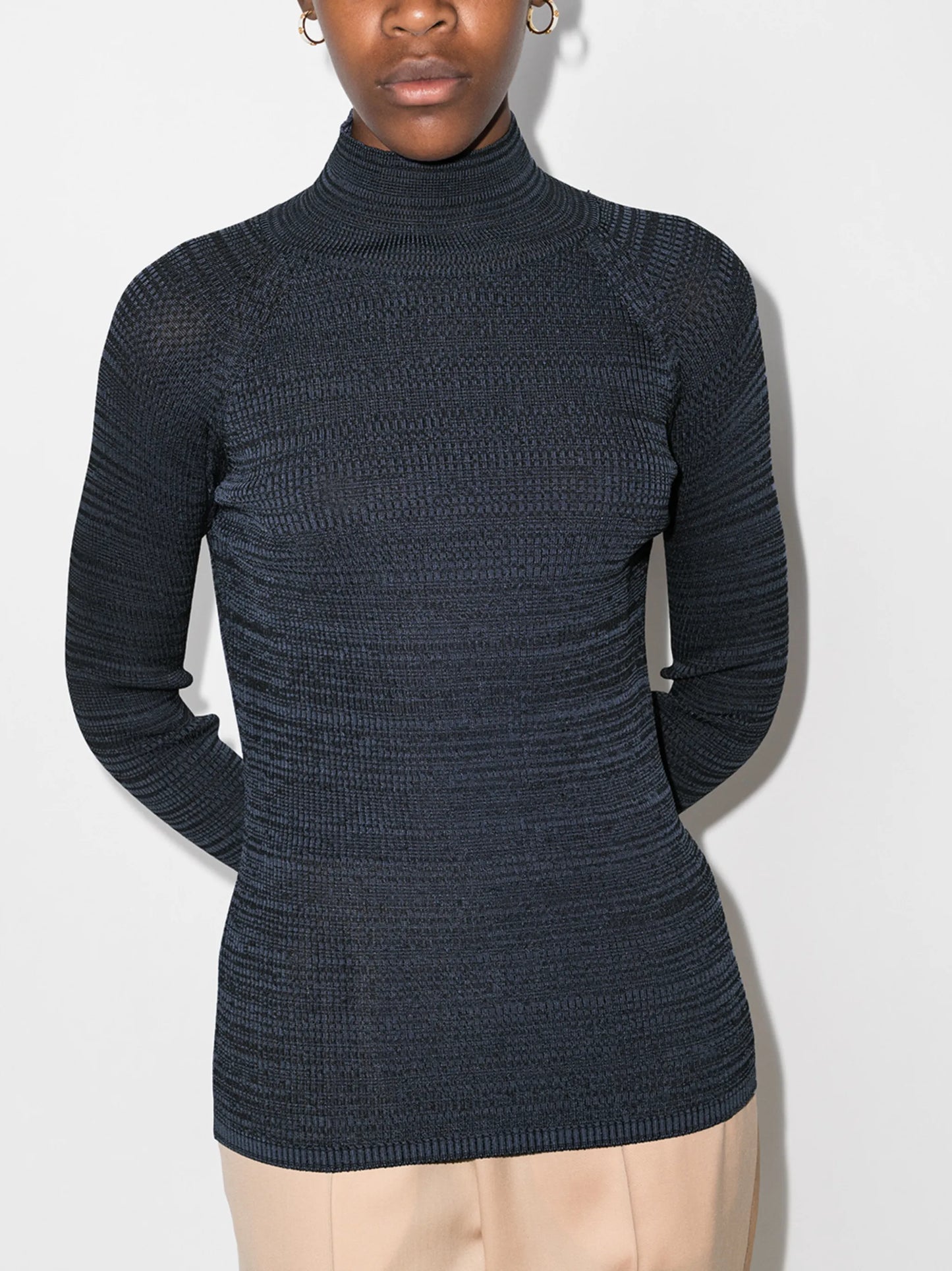 ribbed high-neck jumper