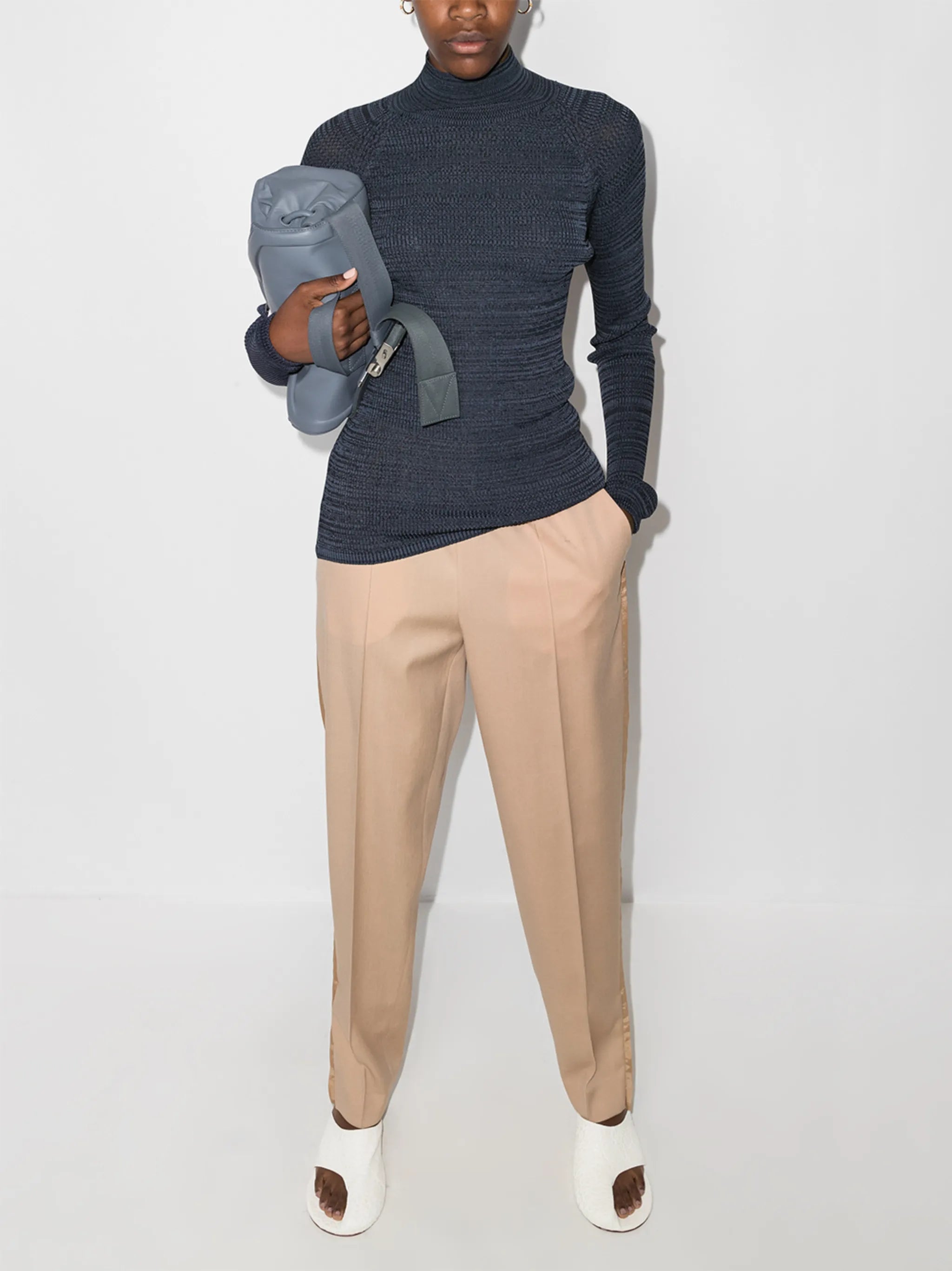 ribbed high-neck jumper