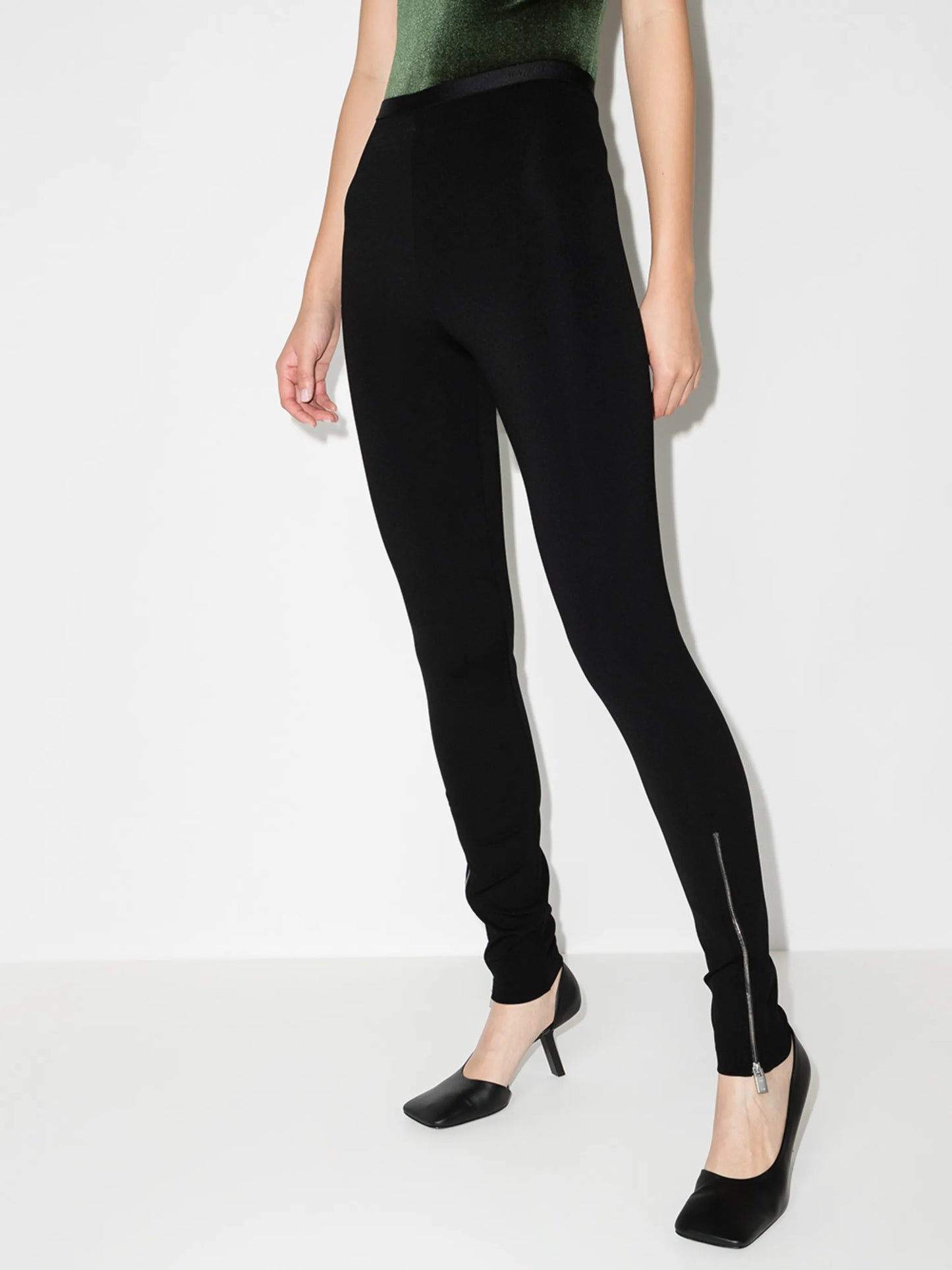 zip-cuff high-rise leggings