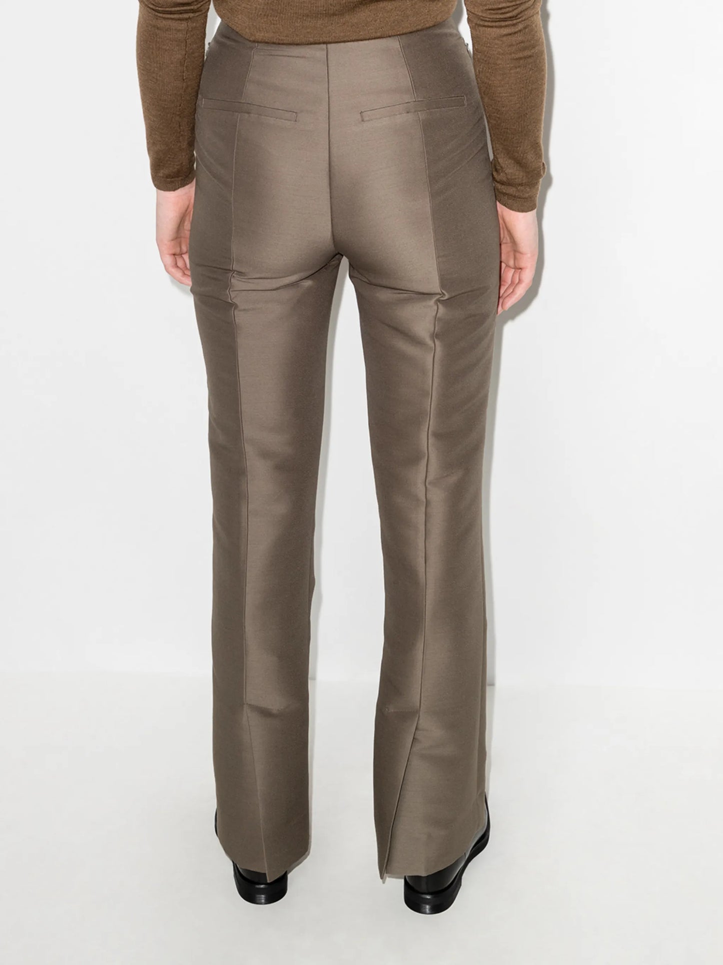 high-rise slim-fit trousers