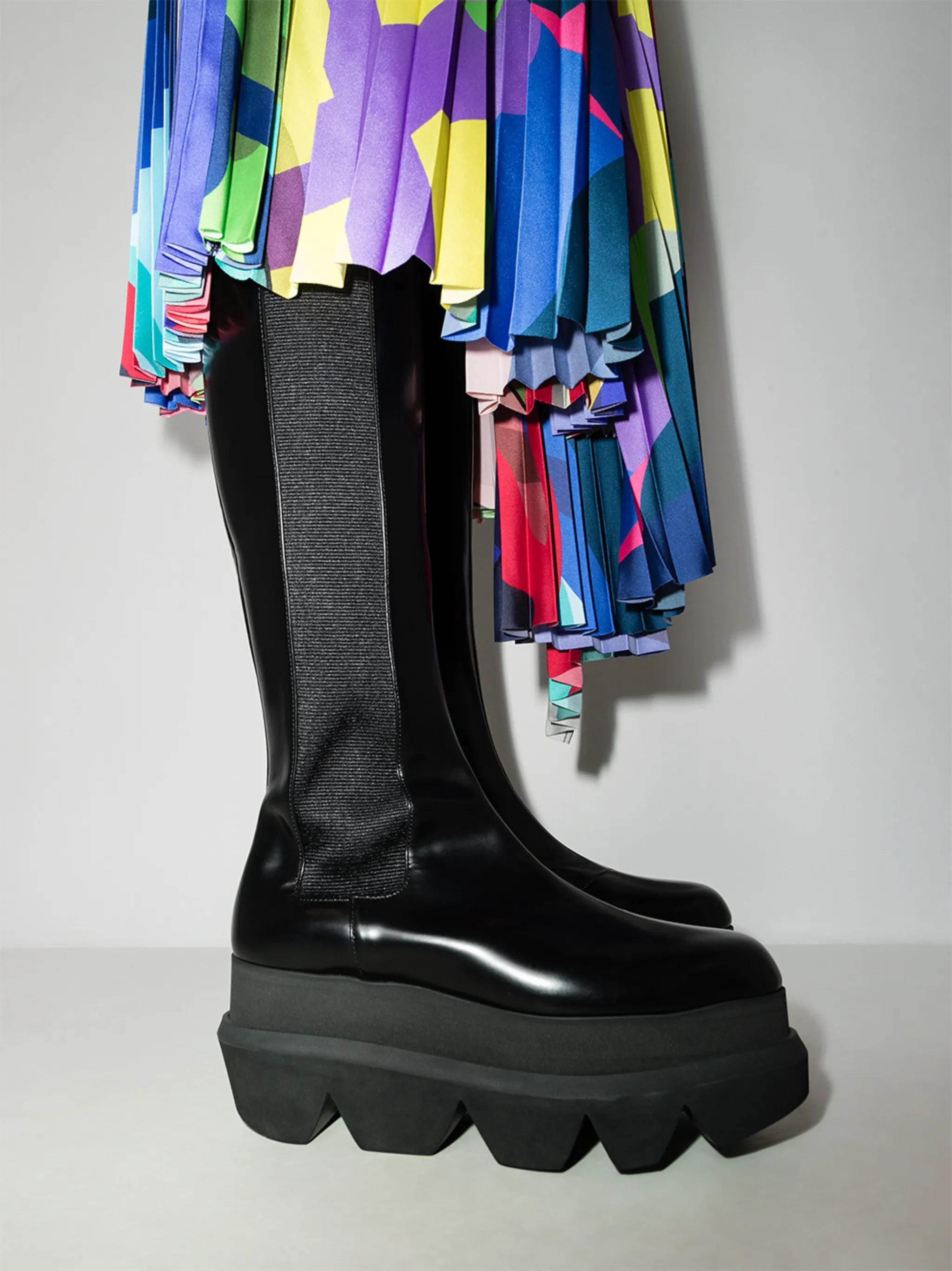 85mm flatform leather knee-high boots