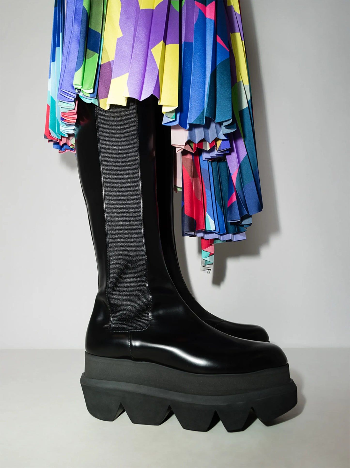 85mm flatform leather knee-high boots