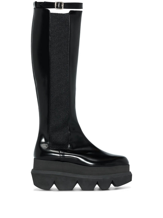 85mm flatform leather knee-high boots