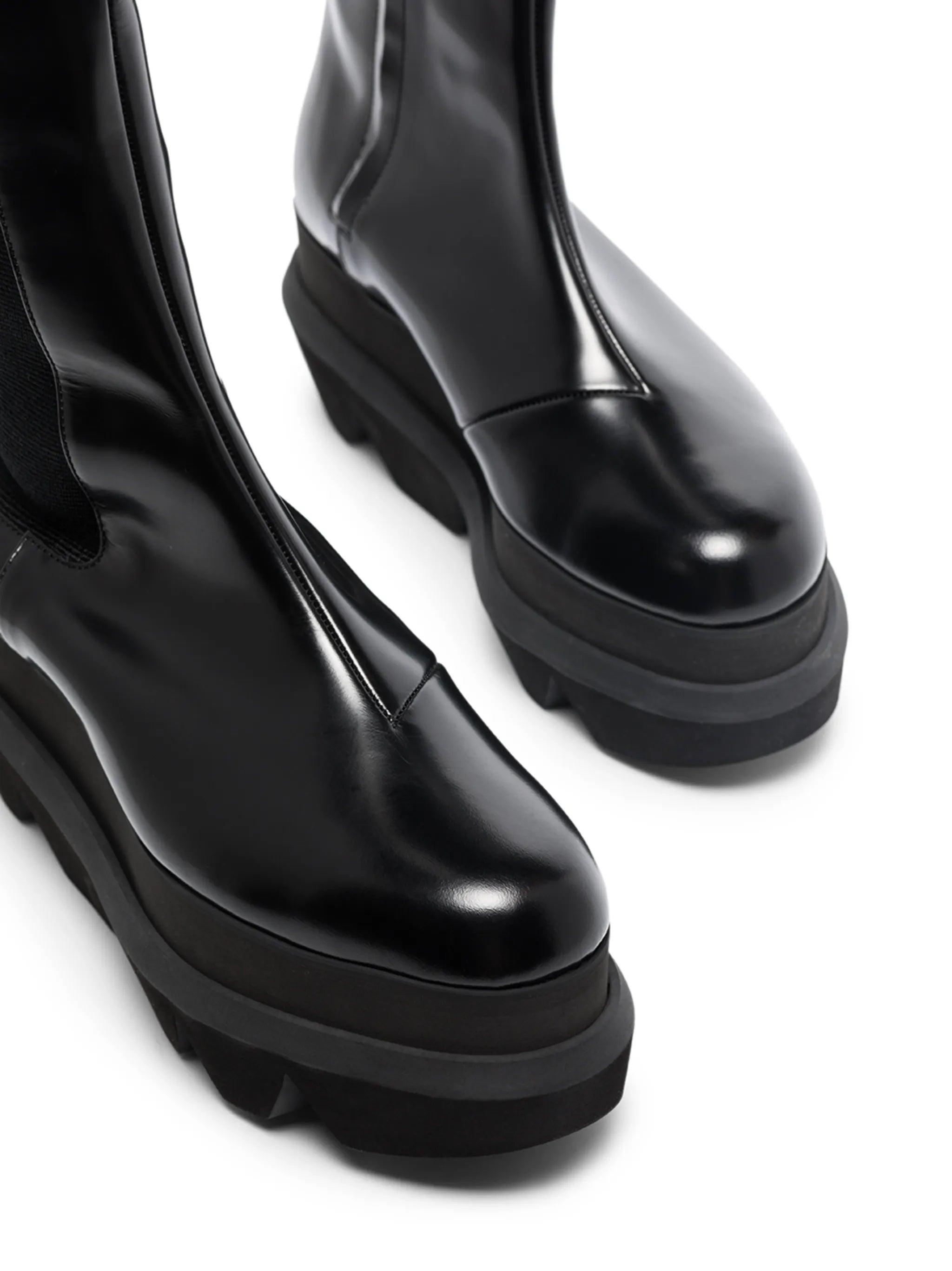 85mm flatform leather knee-high boots