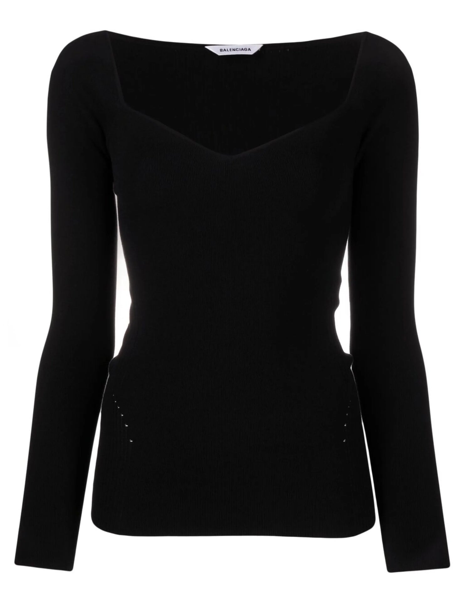 sweetheart-neck ribbed-knit top