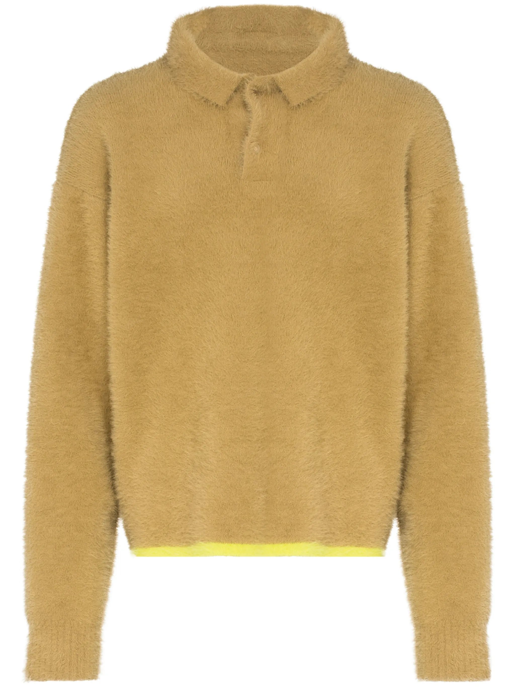 contrast-stripe faux fur jumper