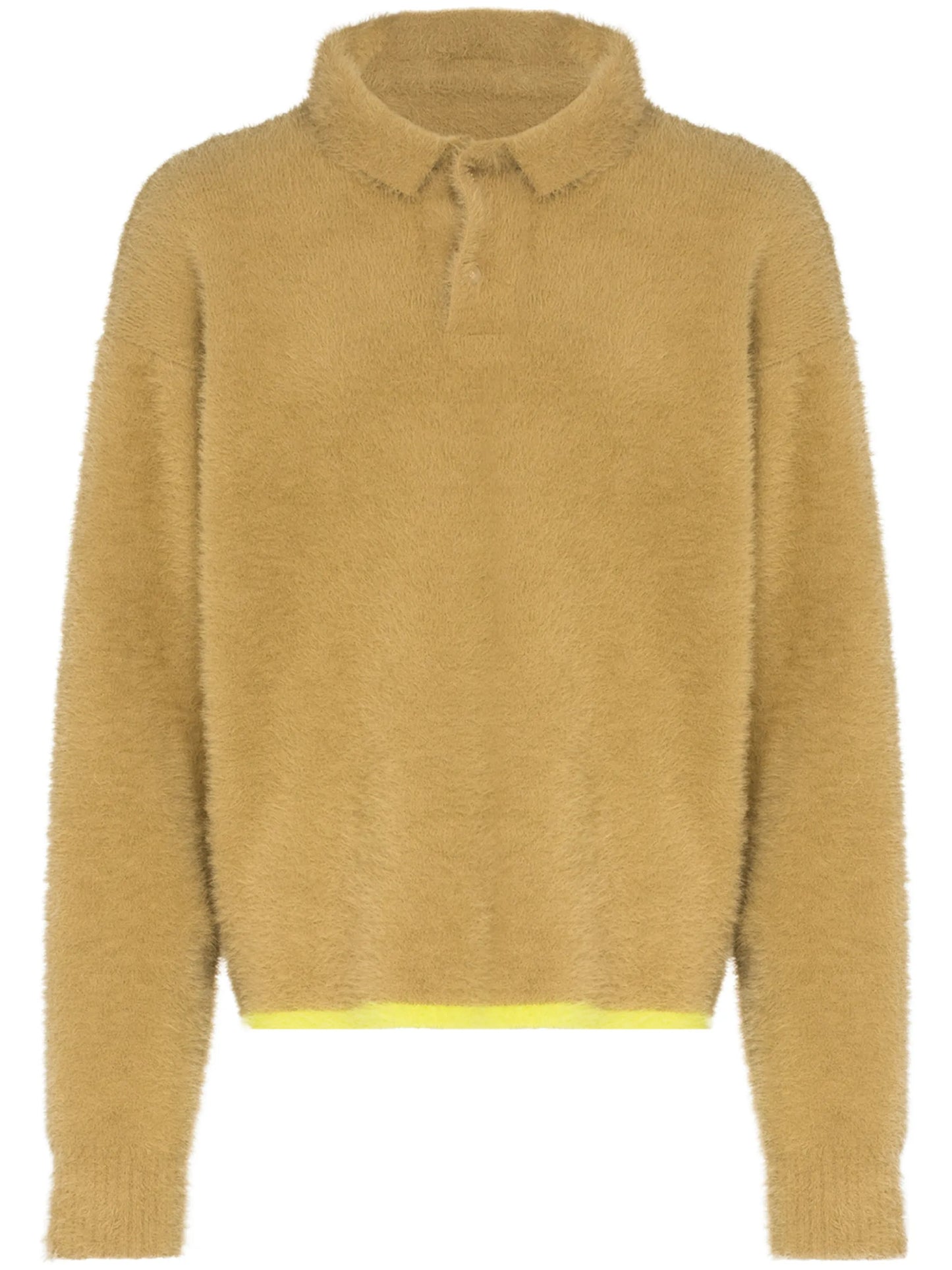 contrast-stripe faux fur jumper