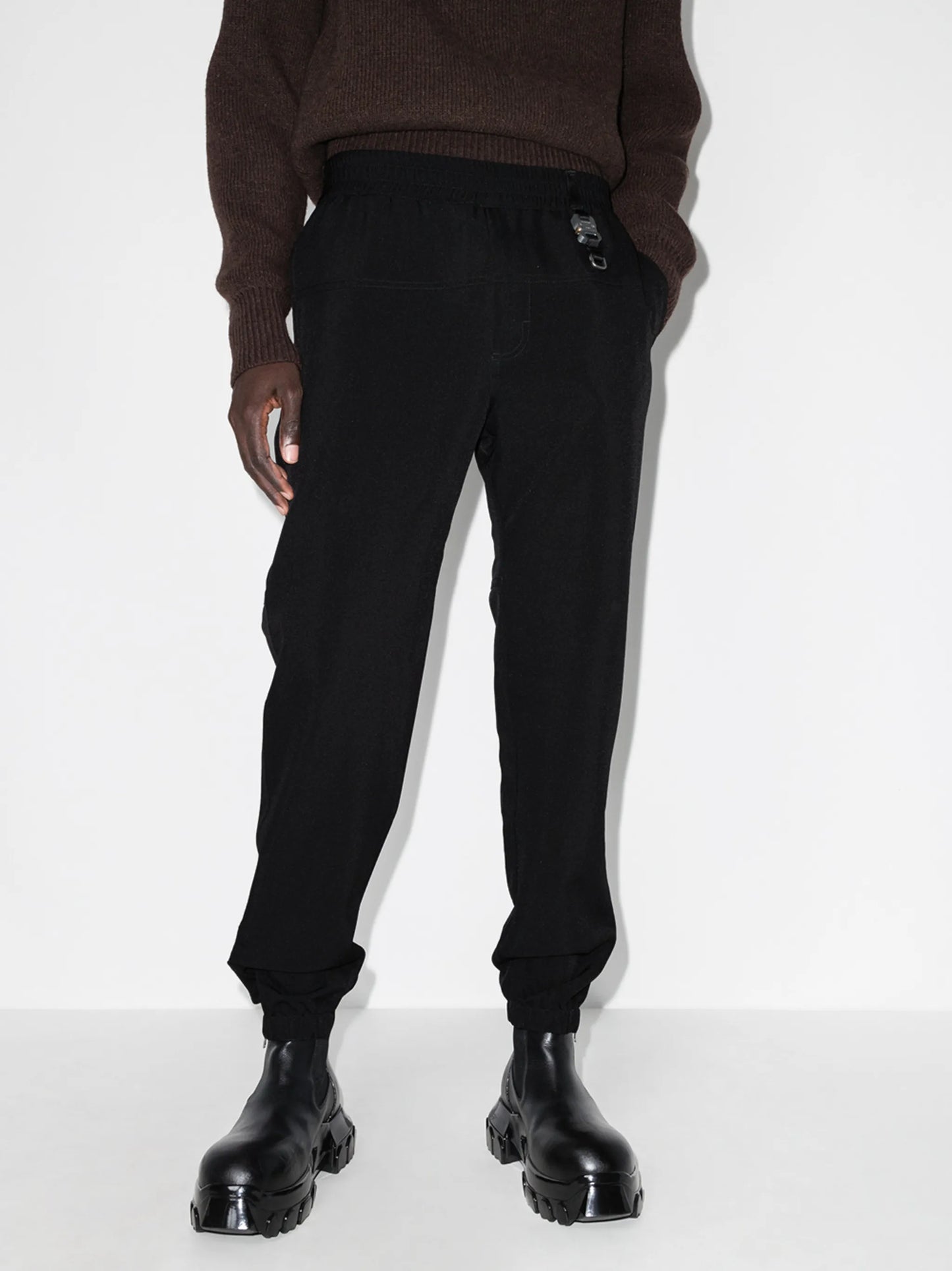 buckle-detail tapered track pants