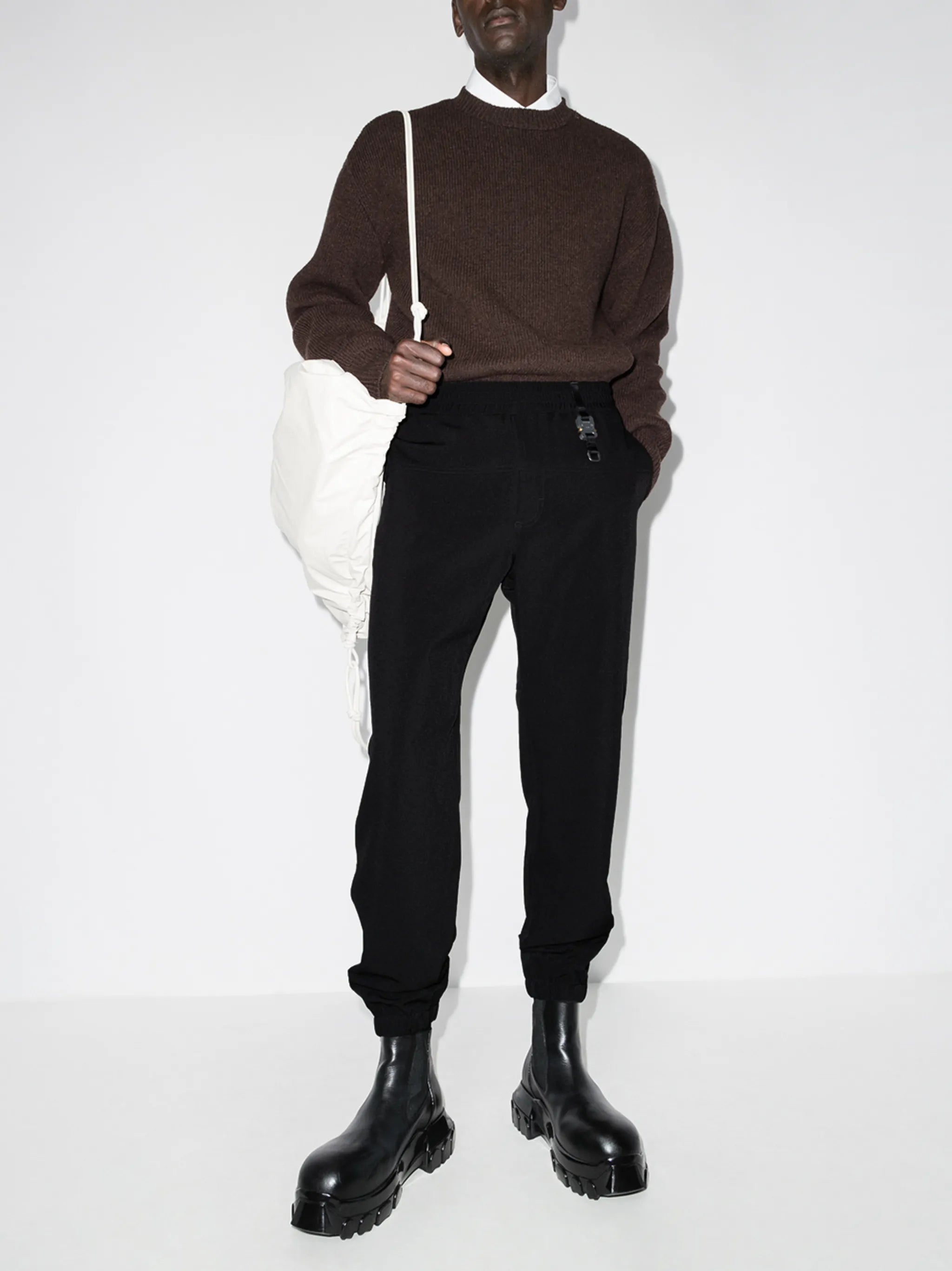 buckle-detail tapered track pants