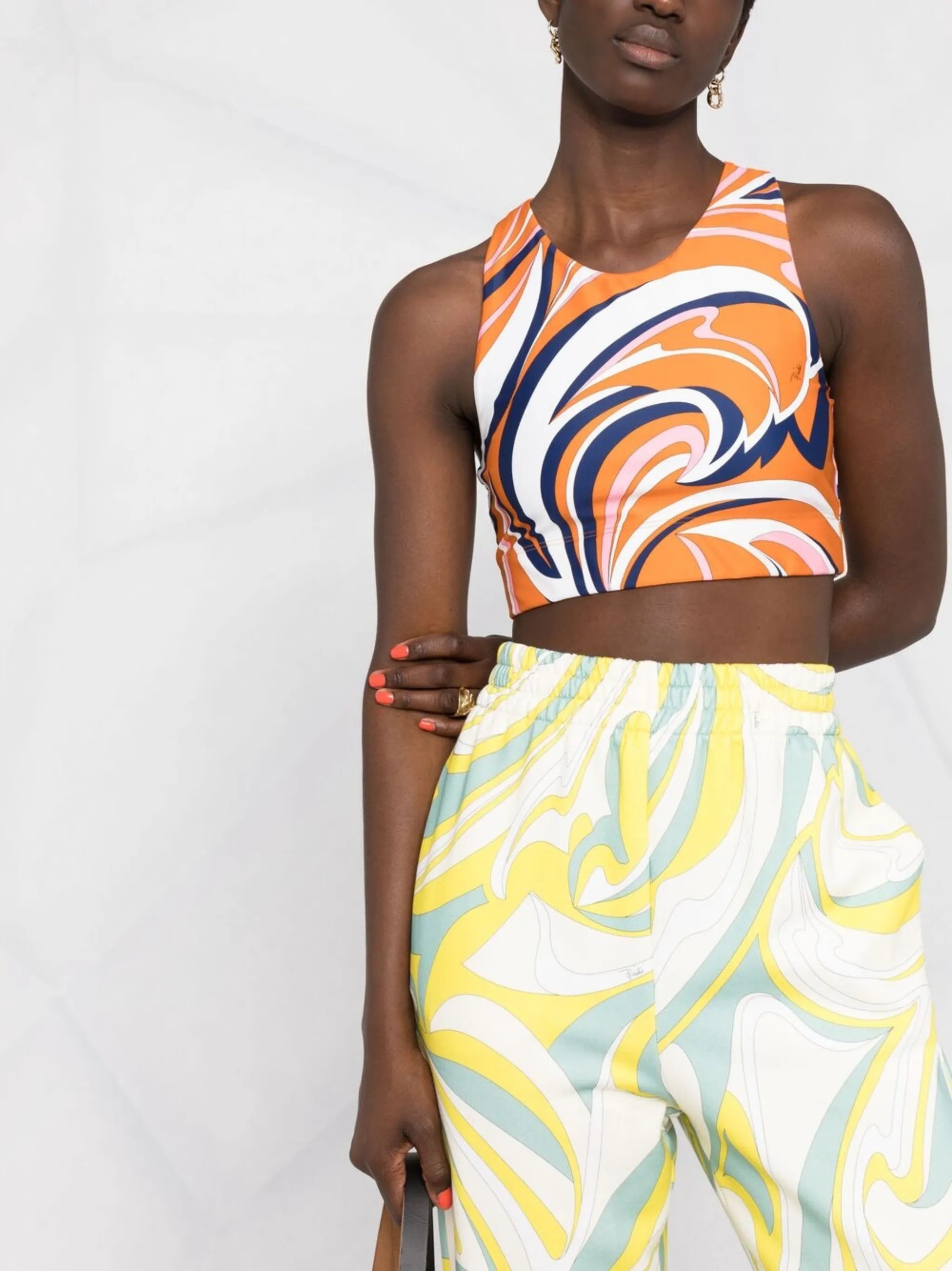 Nuages-print cropped top