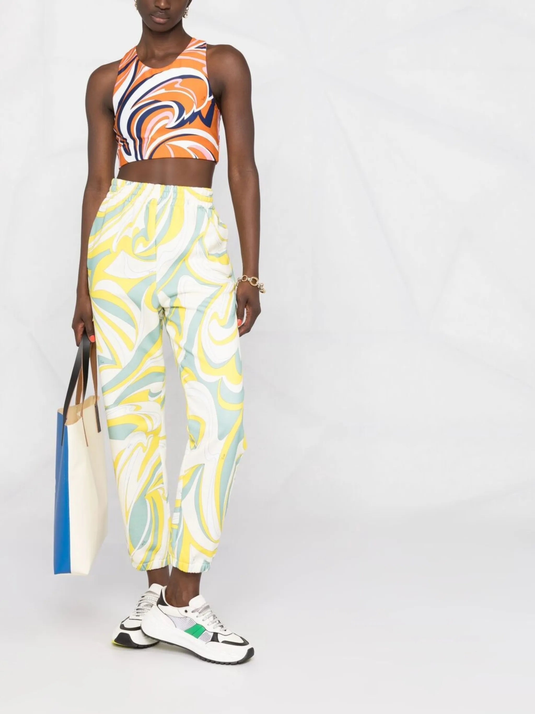 Nuages-print cropped top