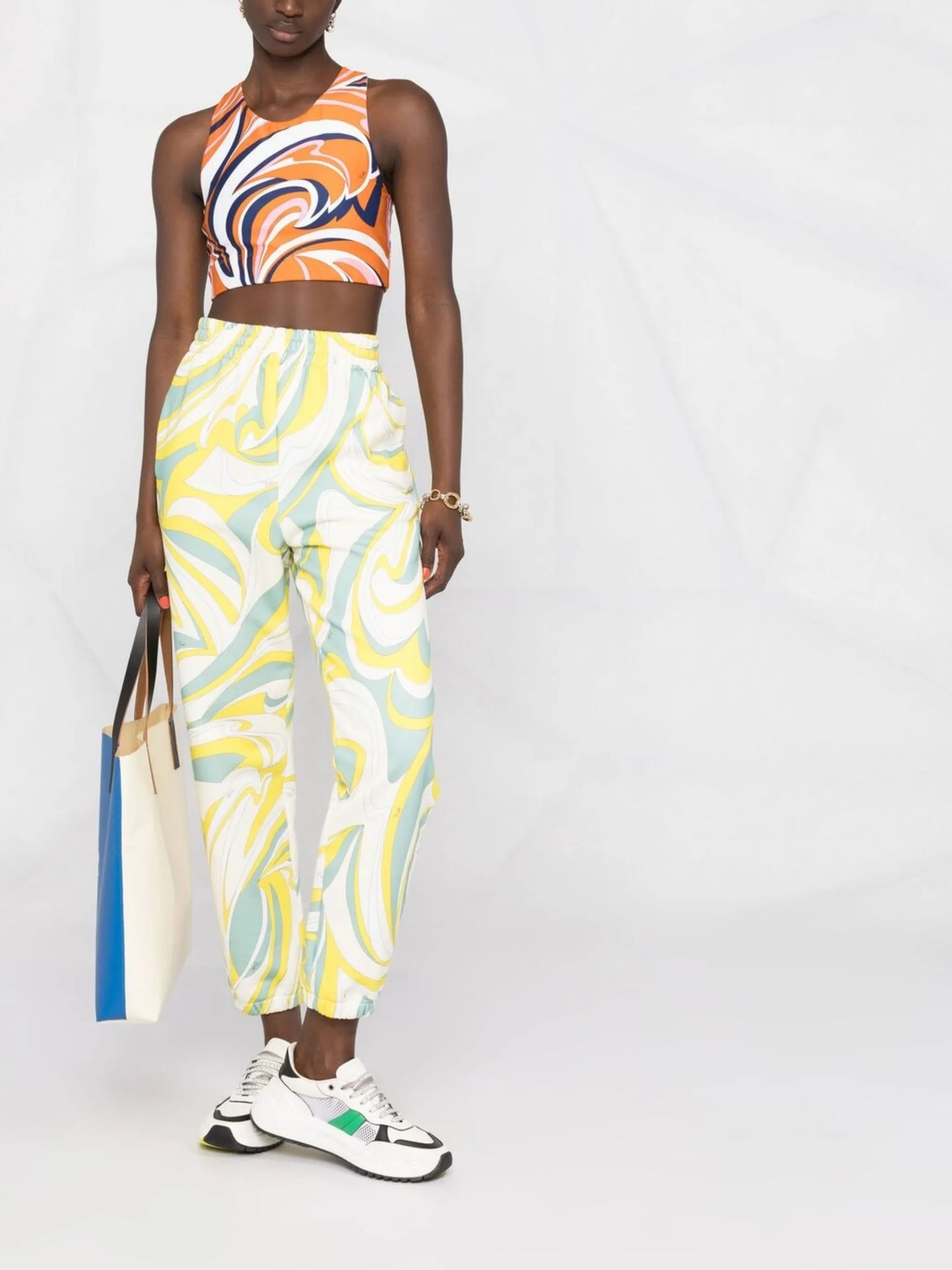 Nuages-print cropped top