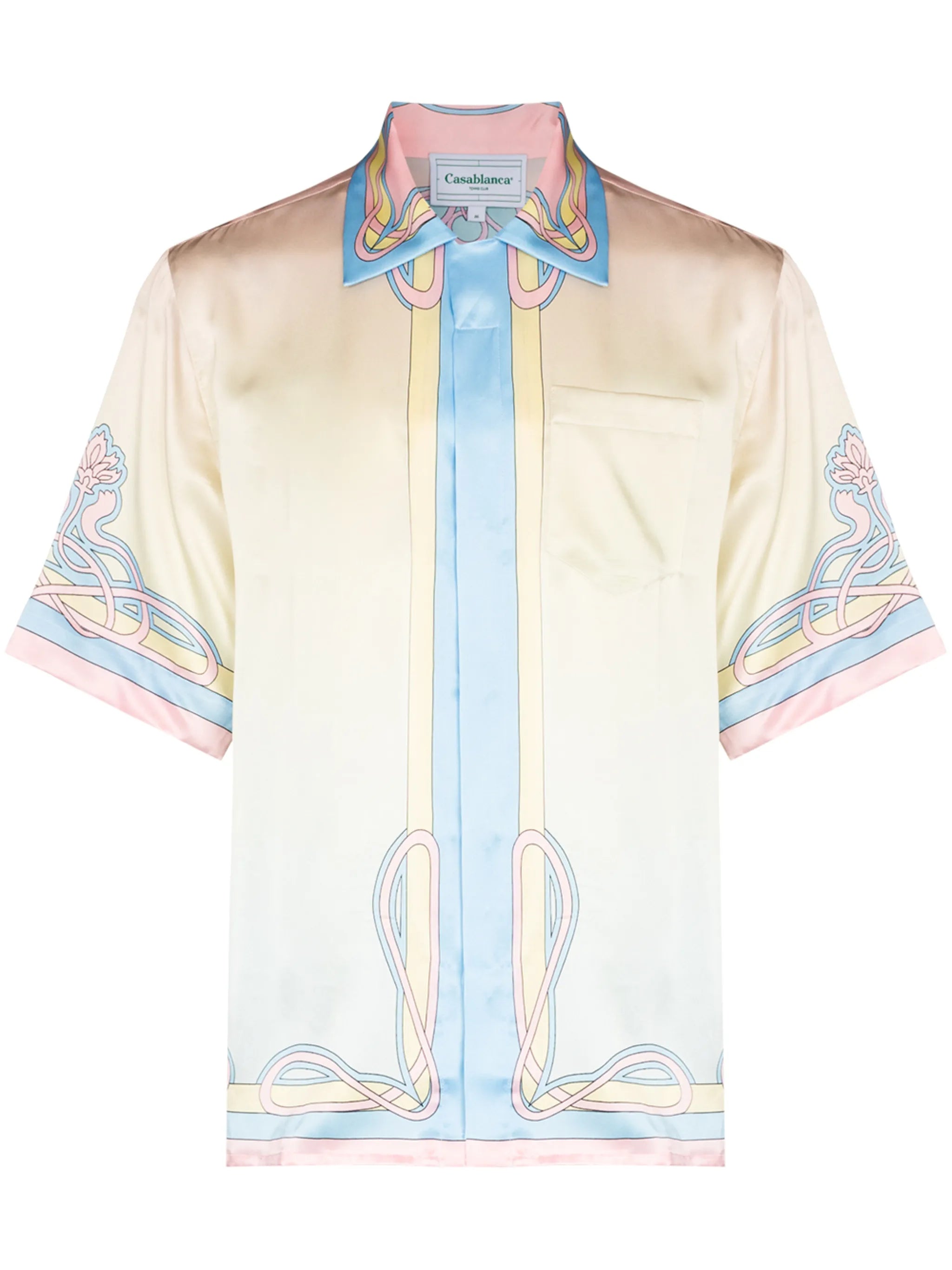 Window print silk shirt