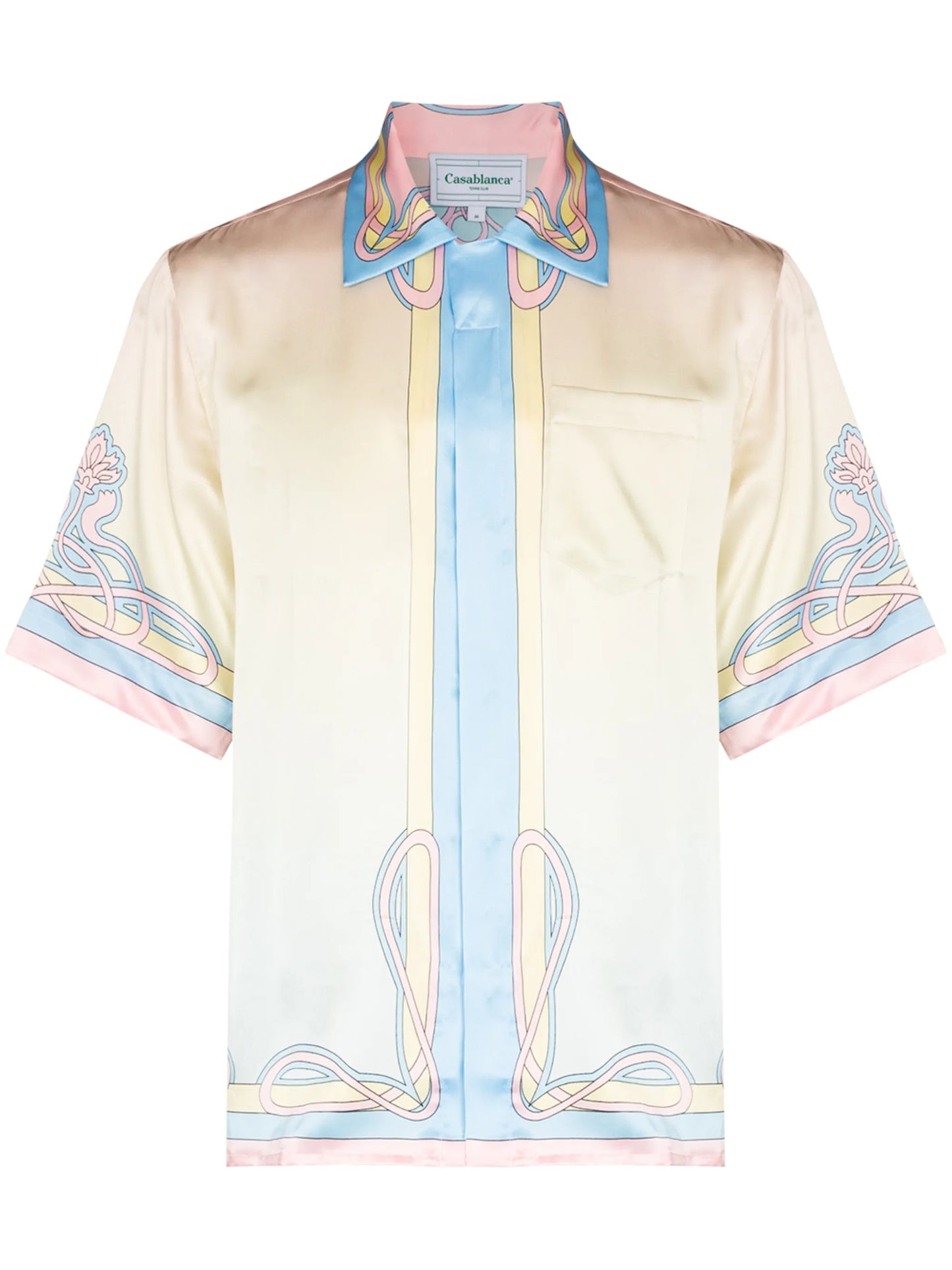 Window print silk shirt