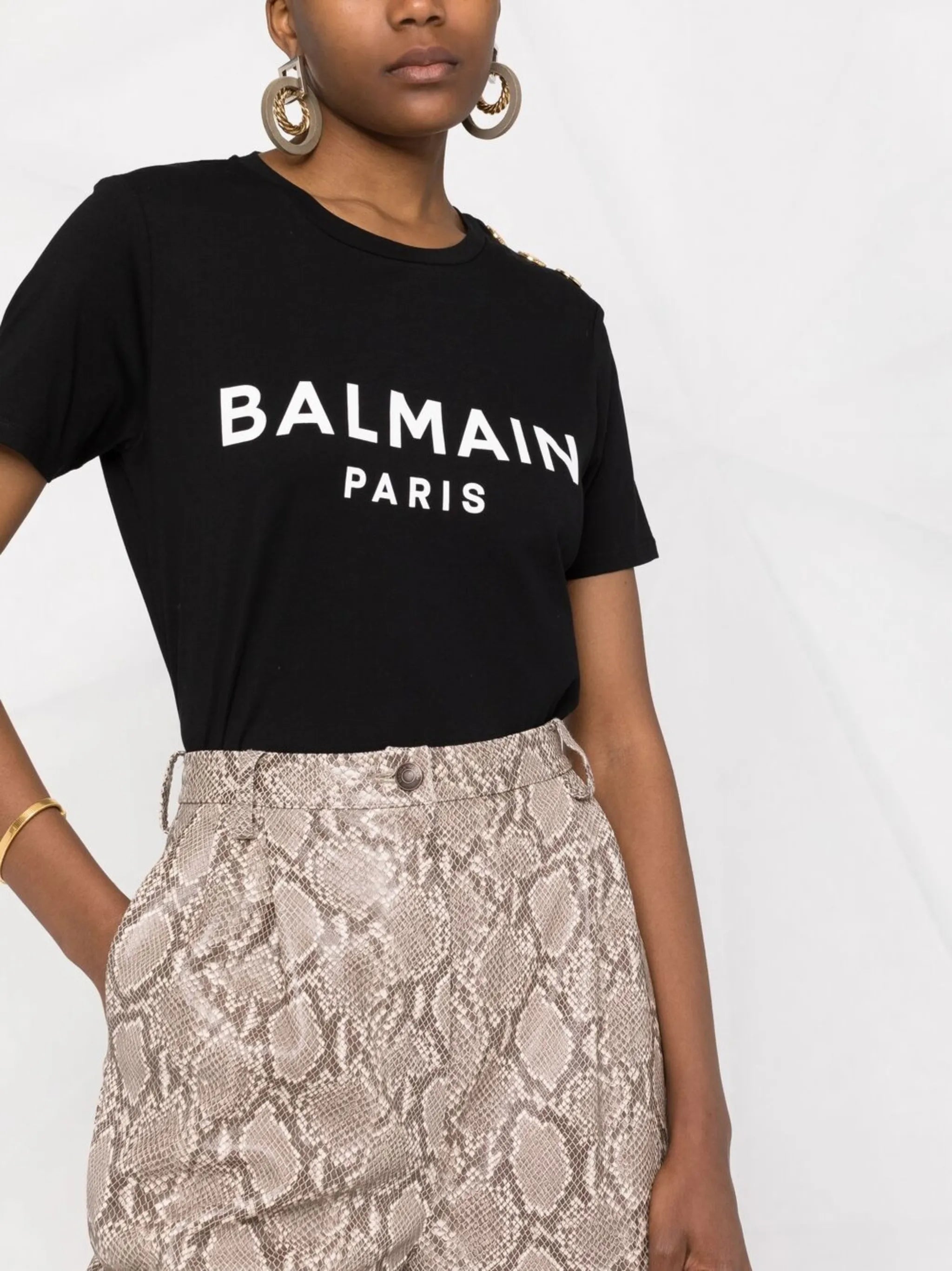 logo-print button-detail T-shirt