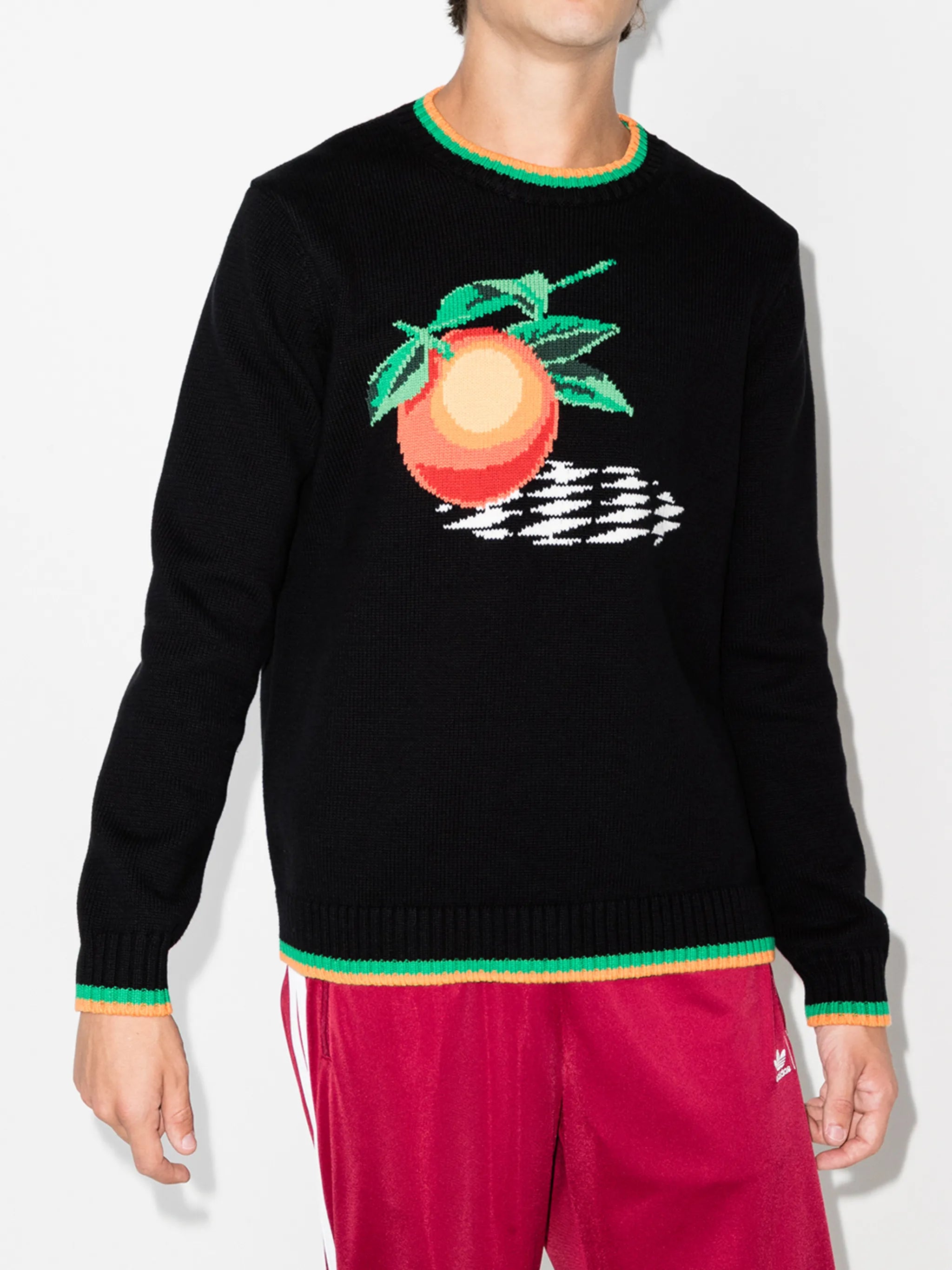 orange-intarsia knit jumper