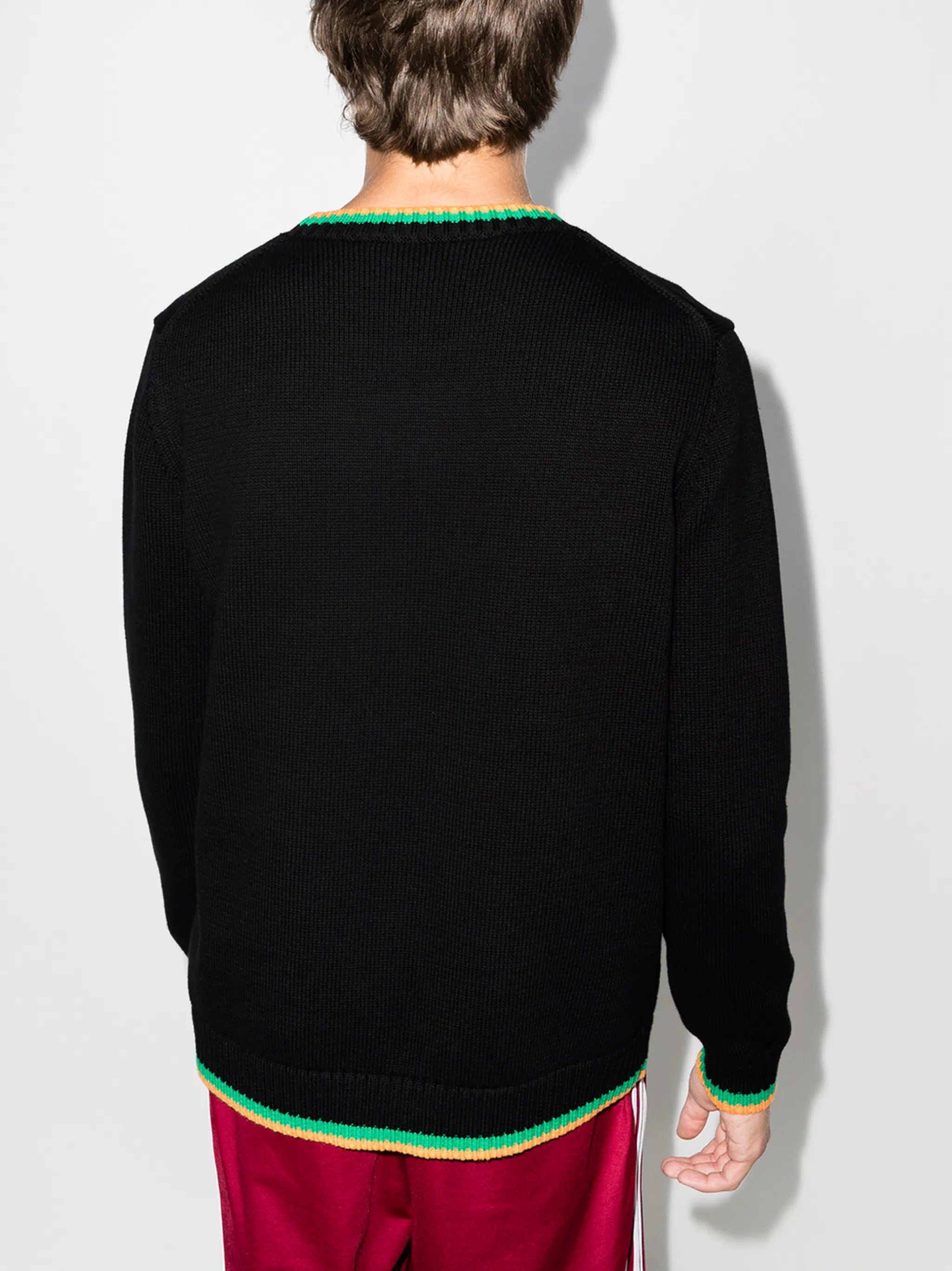 orange-intarsia knit jumper