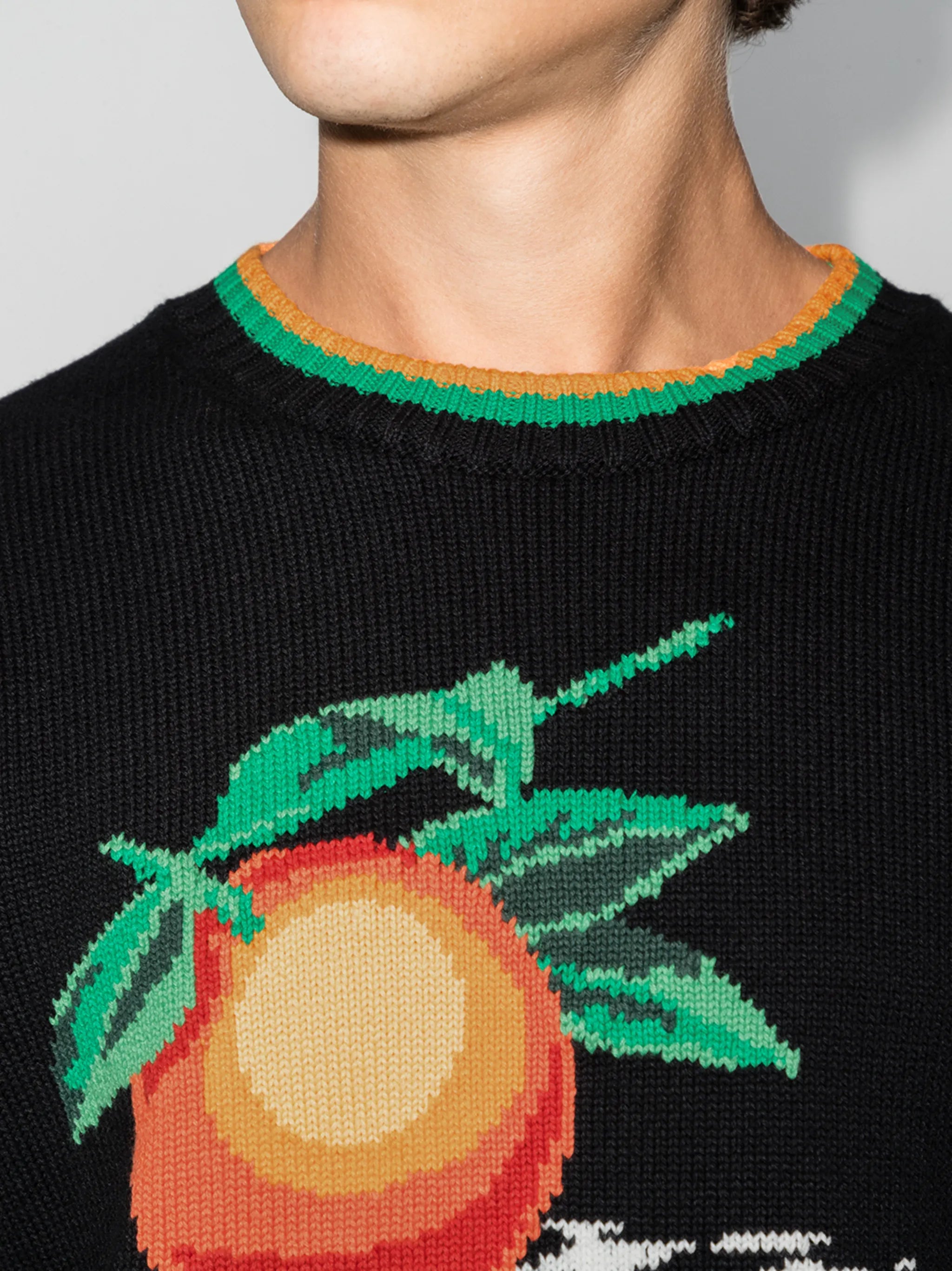 orange-intarsia knit jumper