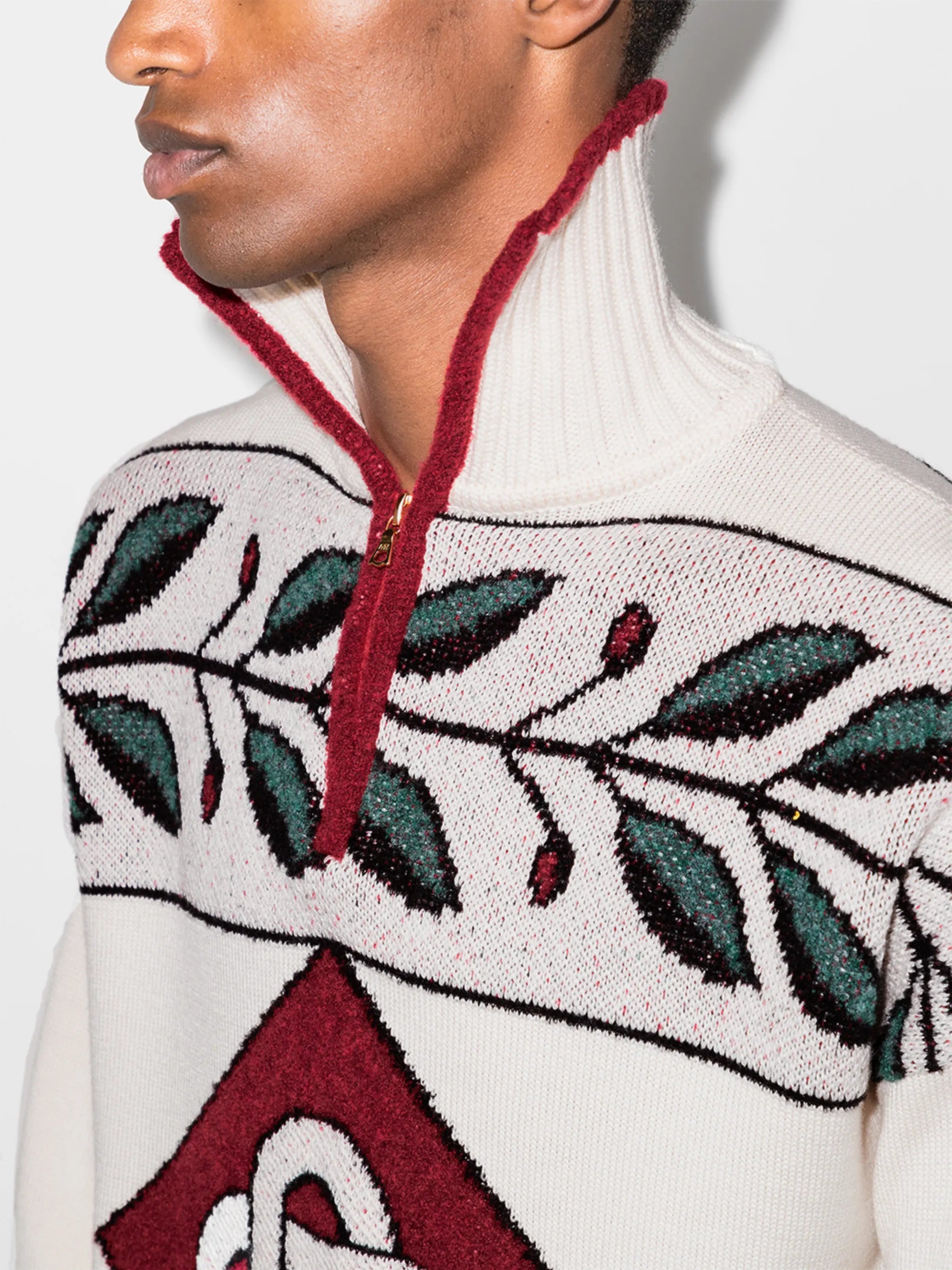 diamond intarsia half-zip jumper
