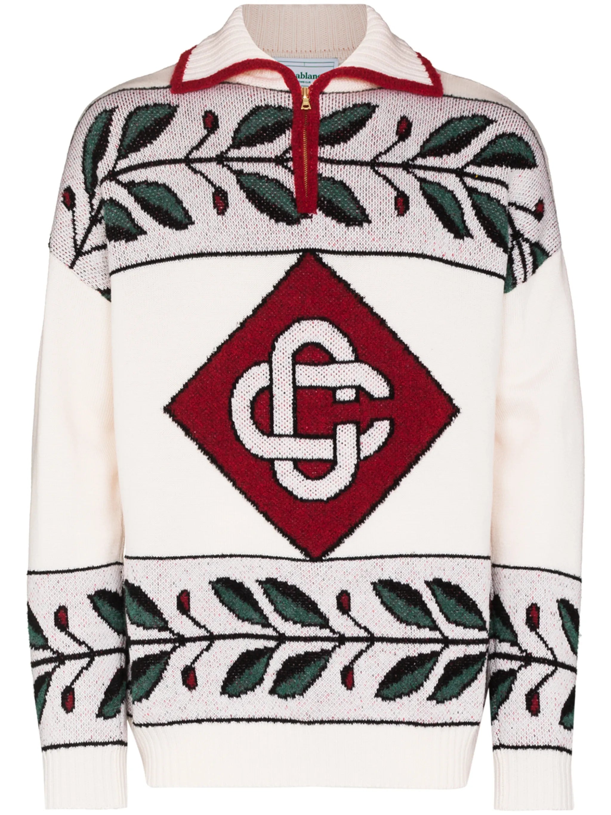 diamond intarsia half-zip jumper
