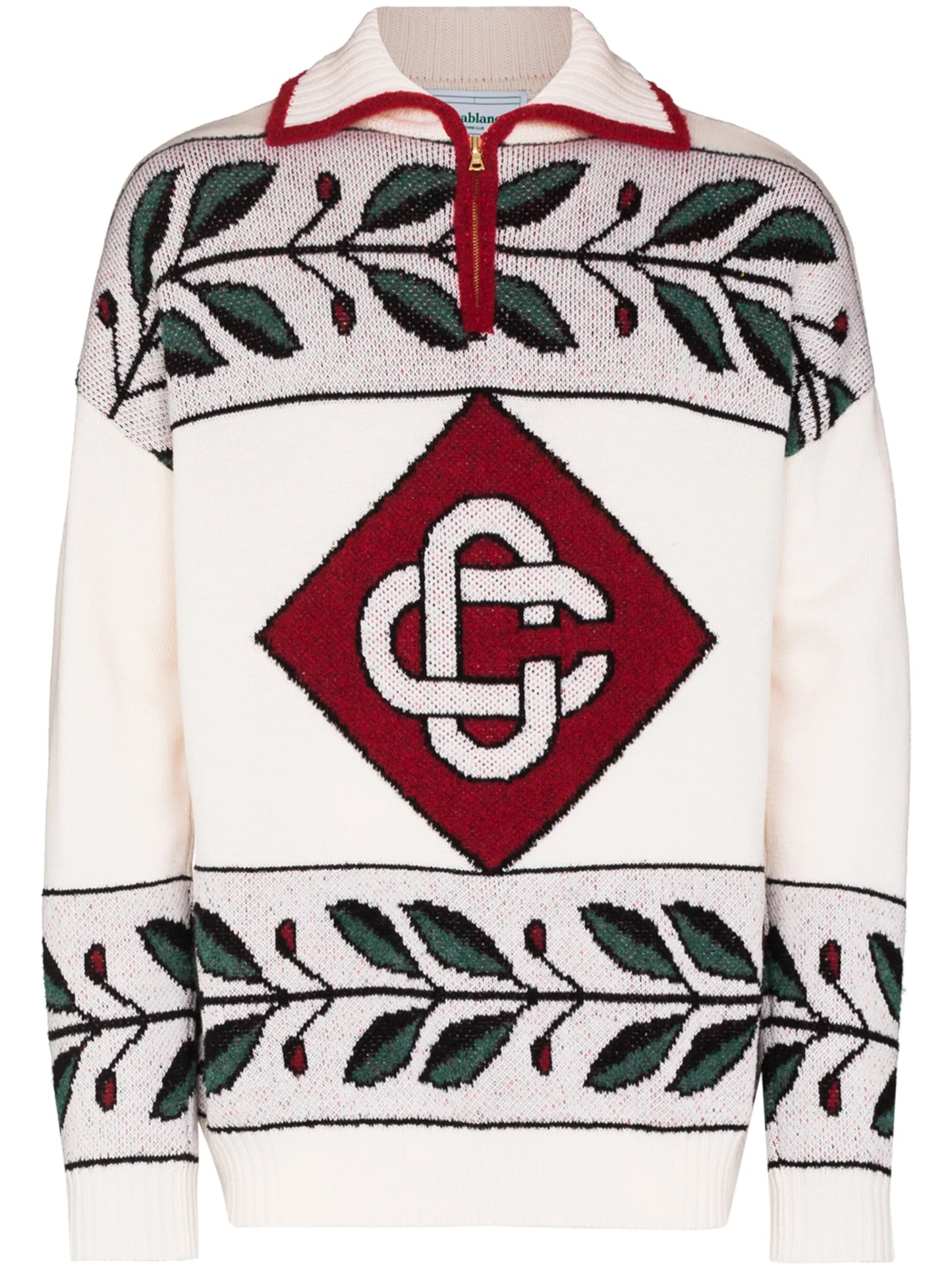 diamond intarsia half-zip jumper