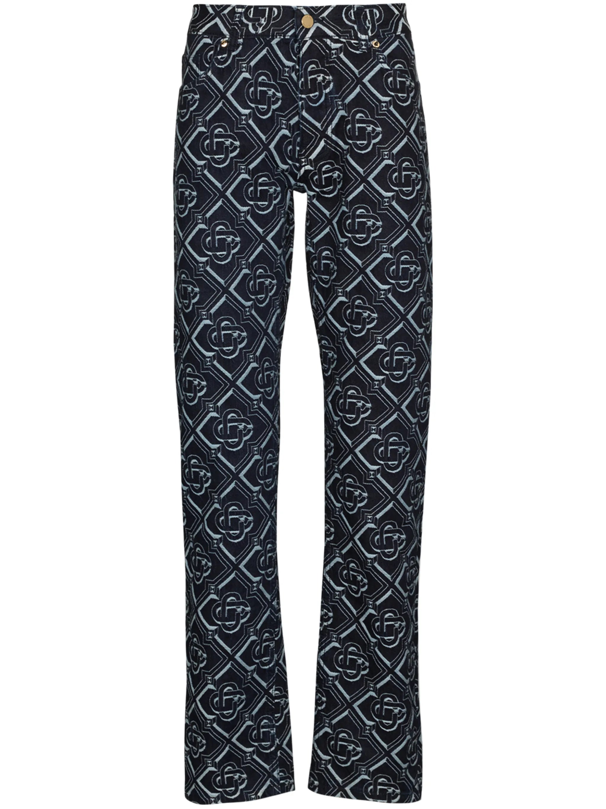 monogram-print straight-leg jeans
