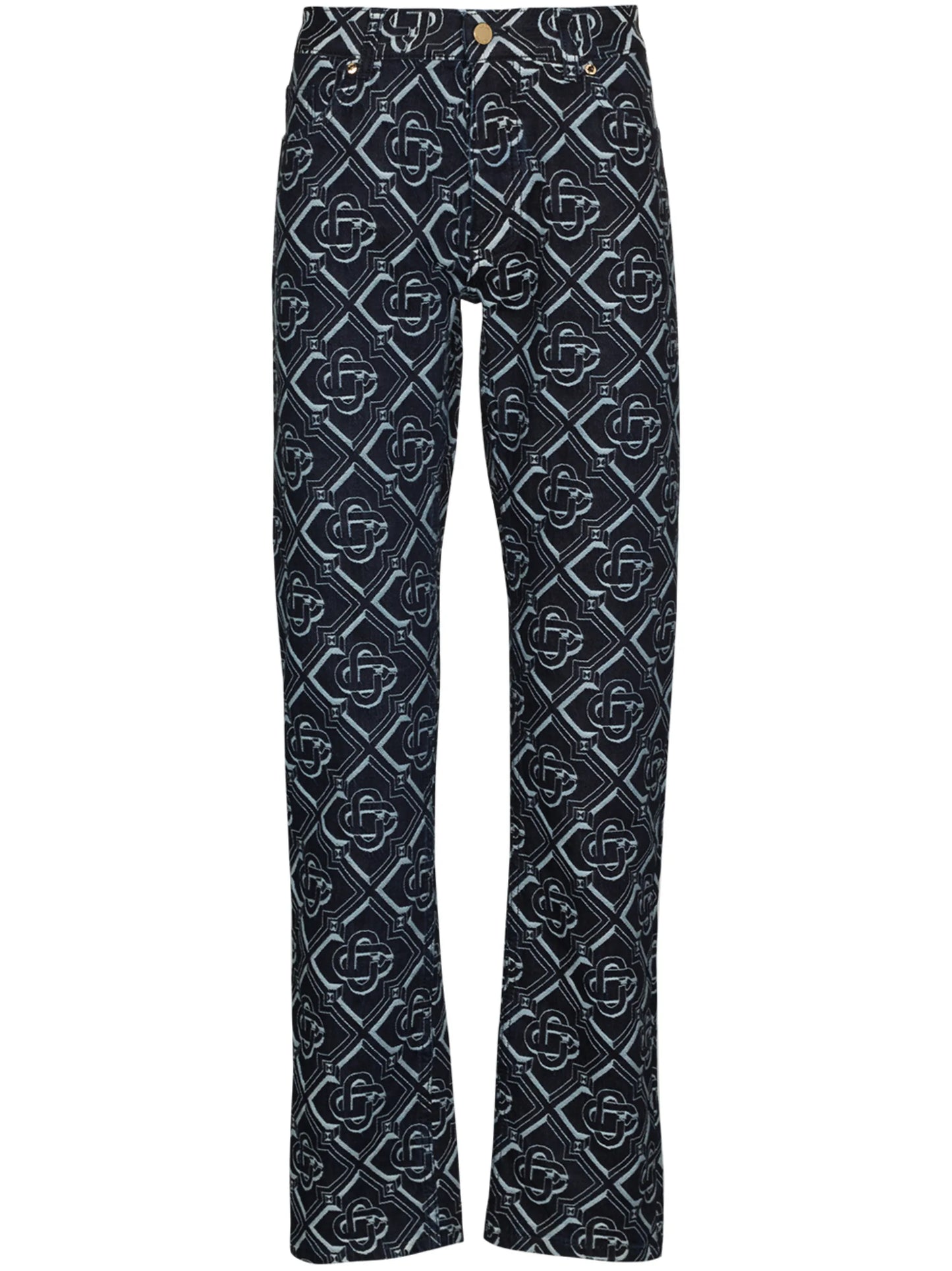 monogram-print straight-leg jeans
