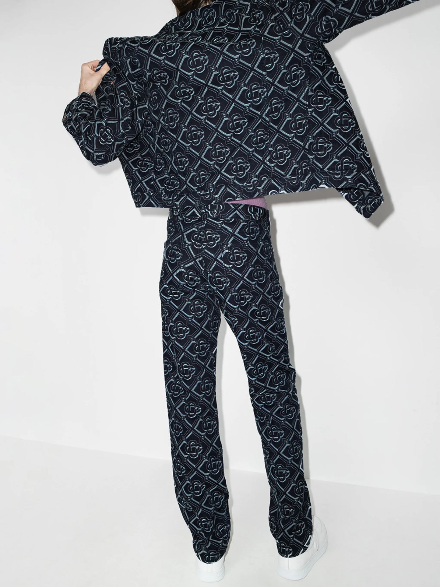 monogram-print straight-leg jeans