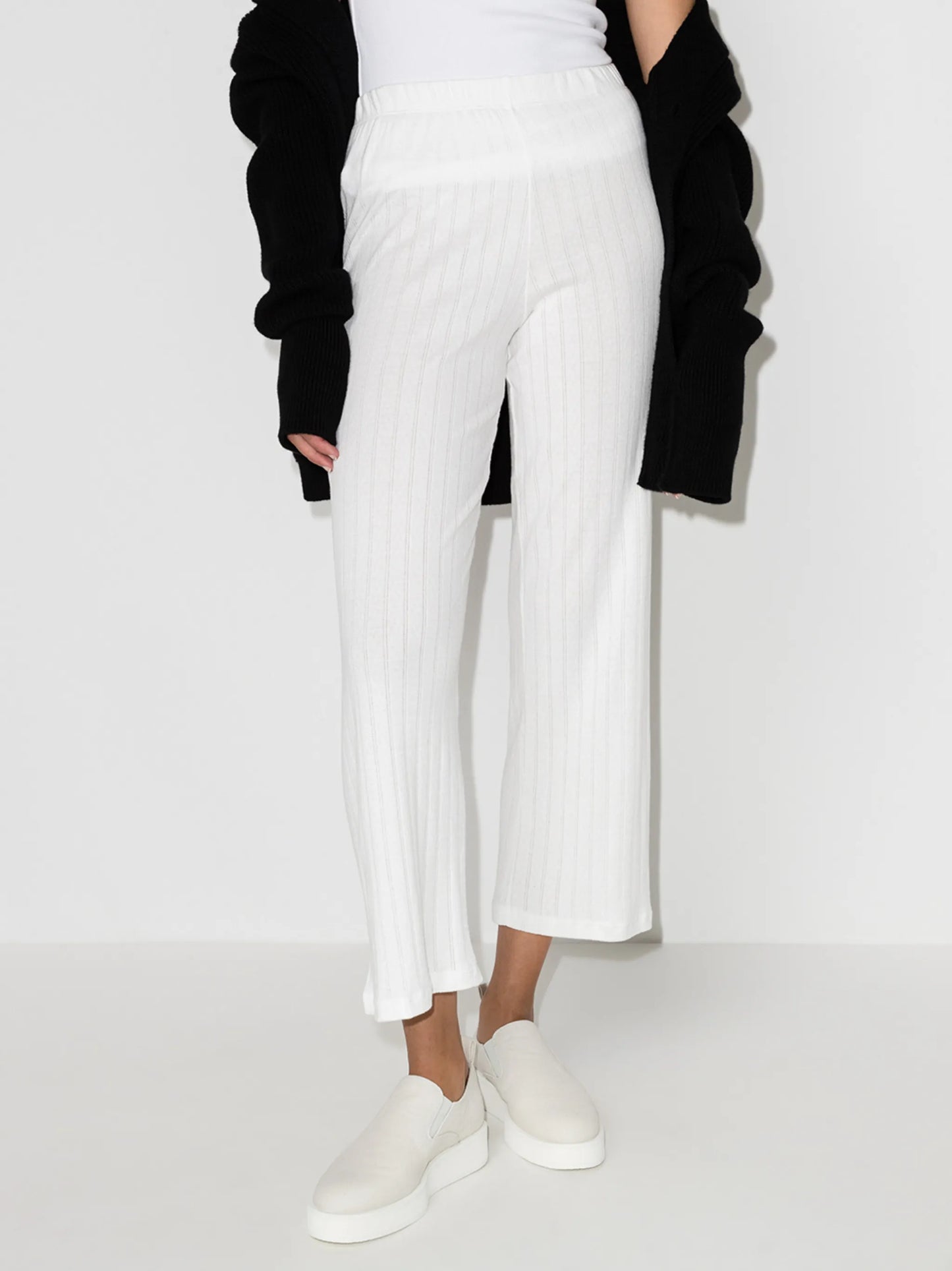 Pointelle cotton cropped trousers