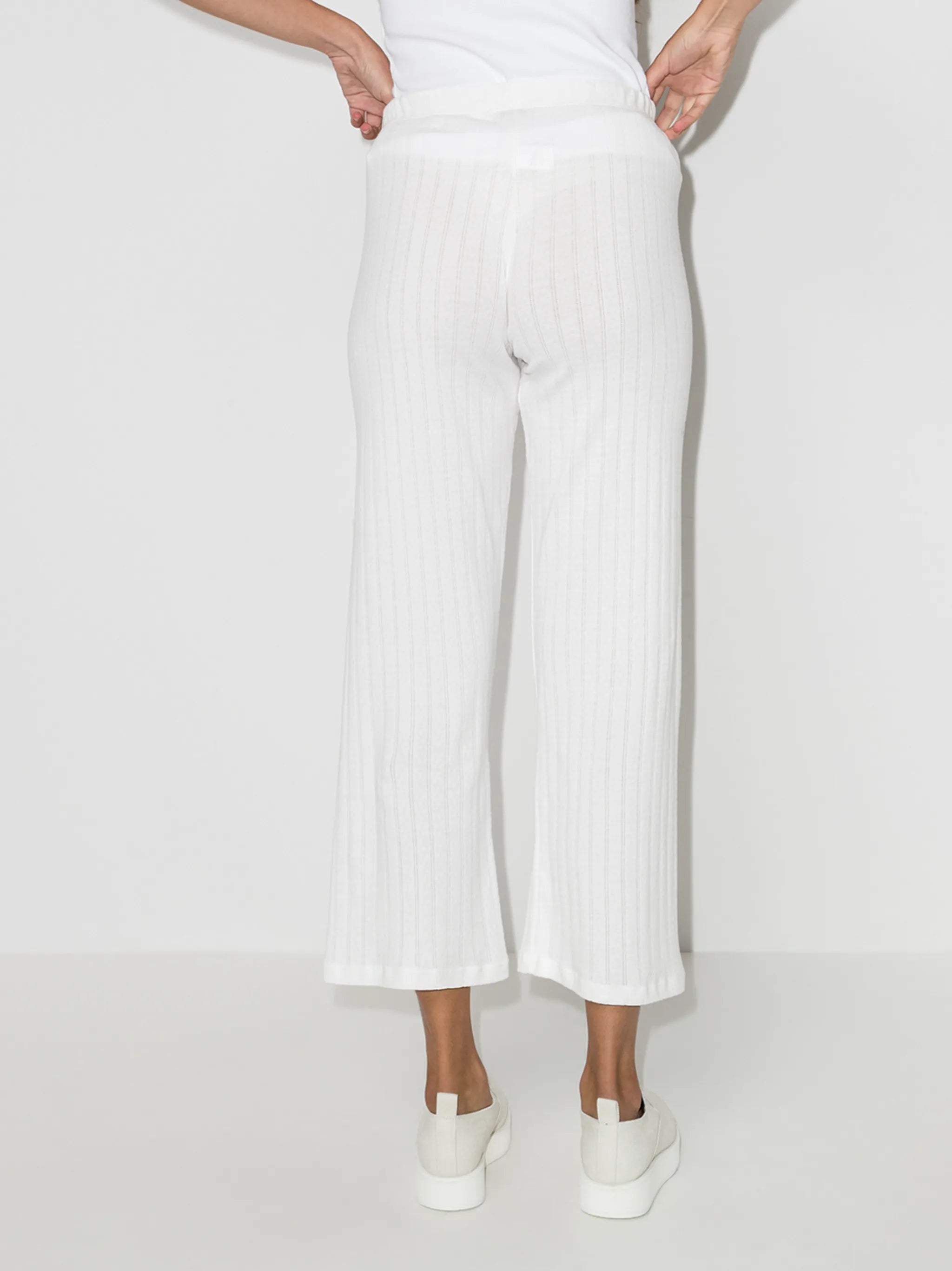 Pointelle cotton cropped trousers