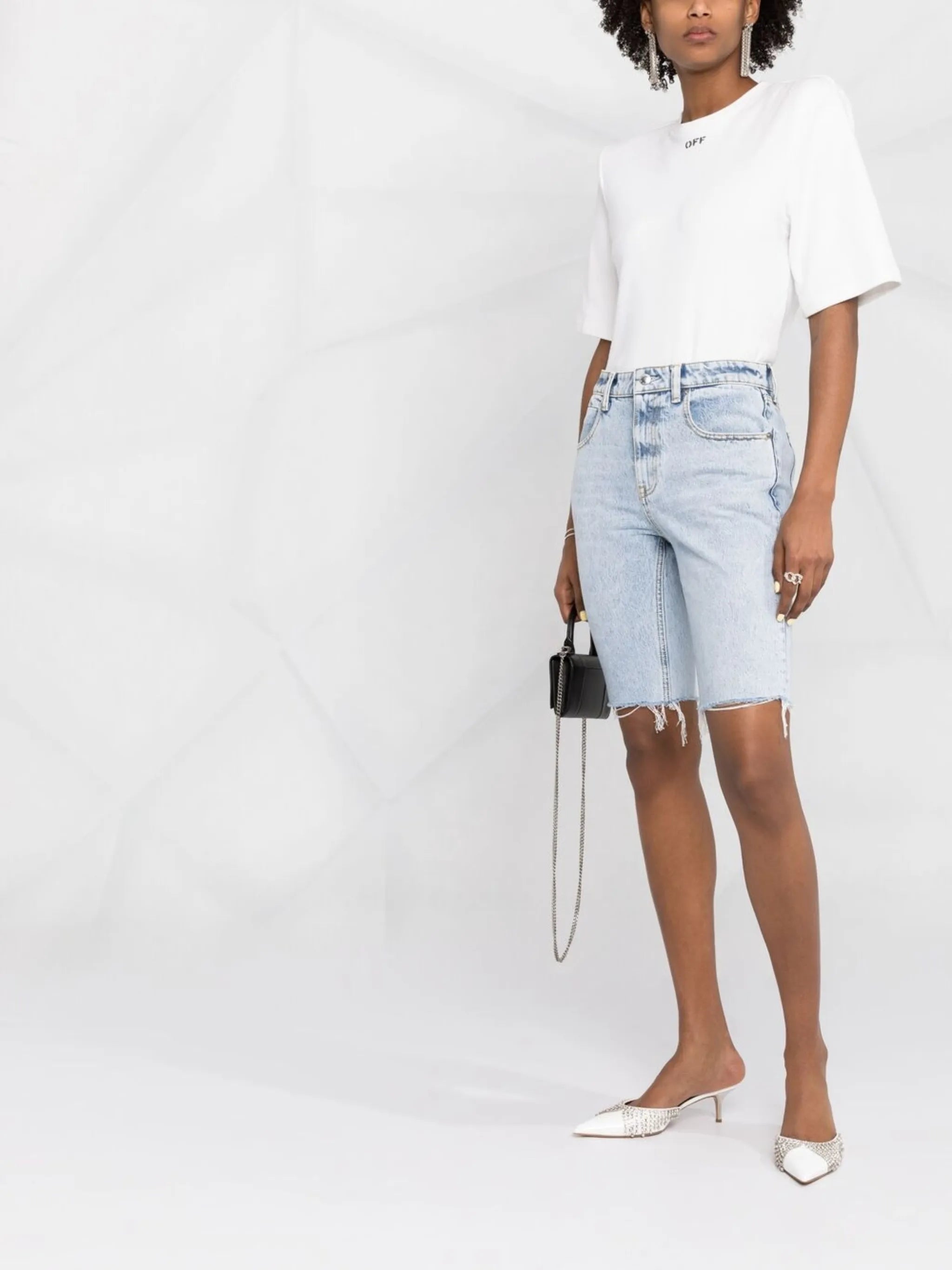 raw-cut denim shorts