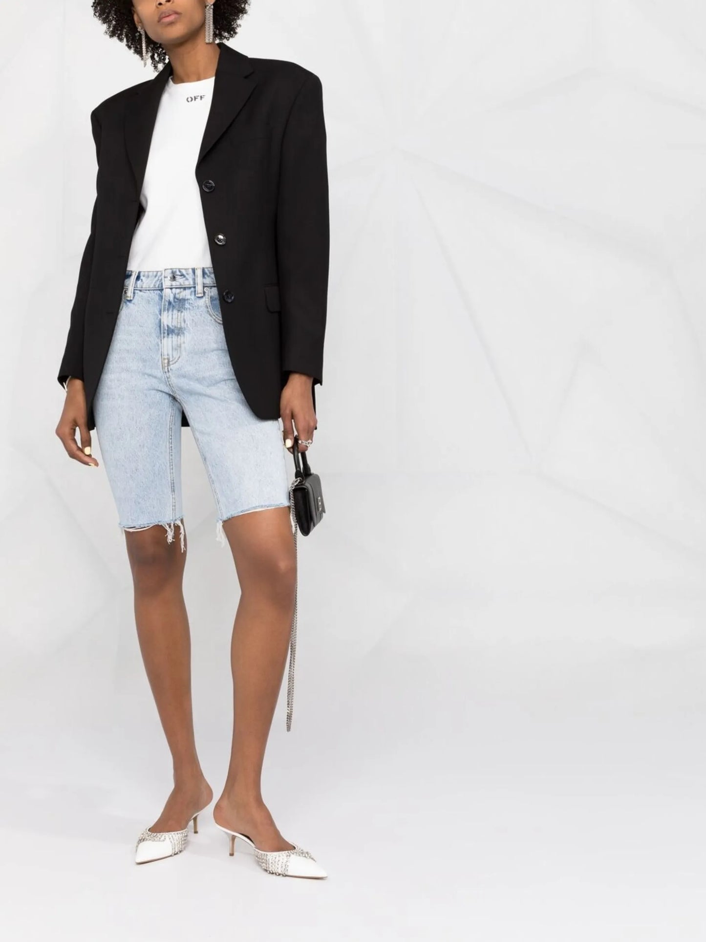 raw-cut denim shorts
