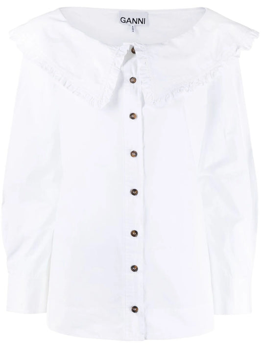 boat-neck button-up shirt