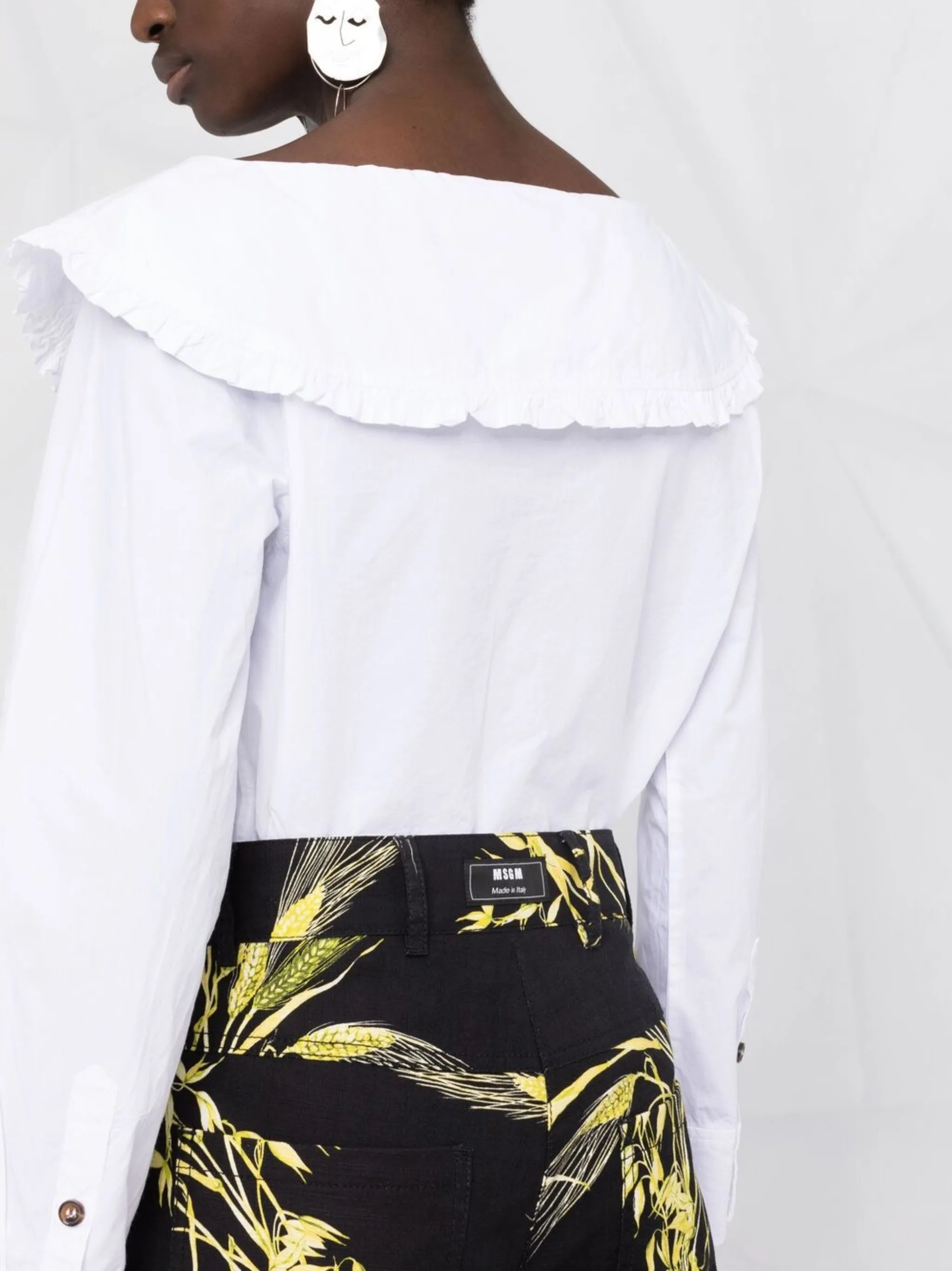 boat-neck button-up shirt