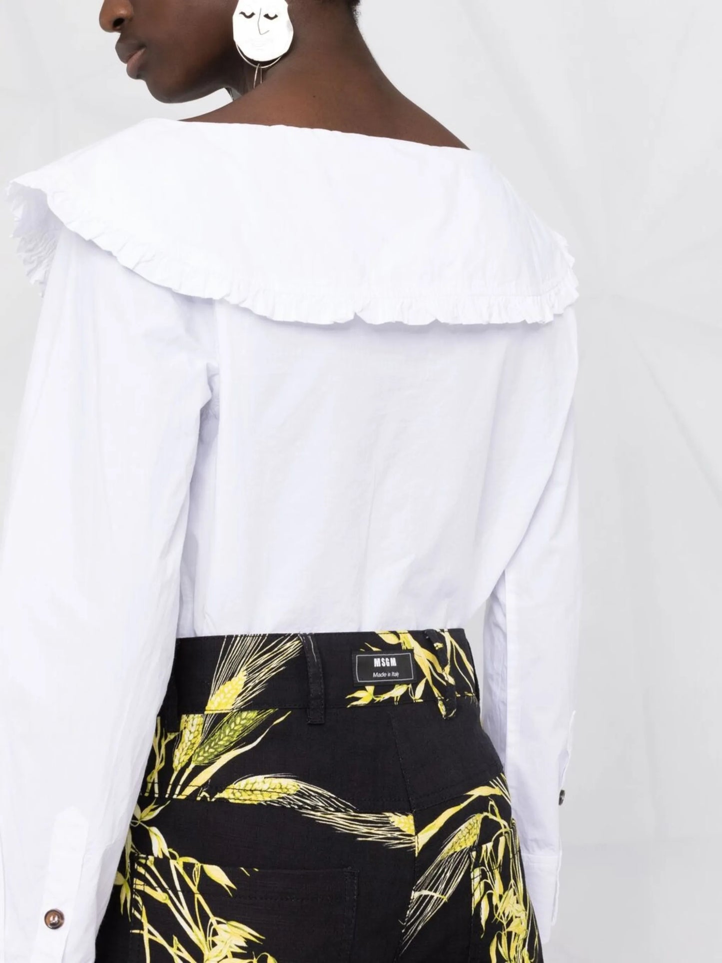 boat-neck button-up shirt