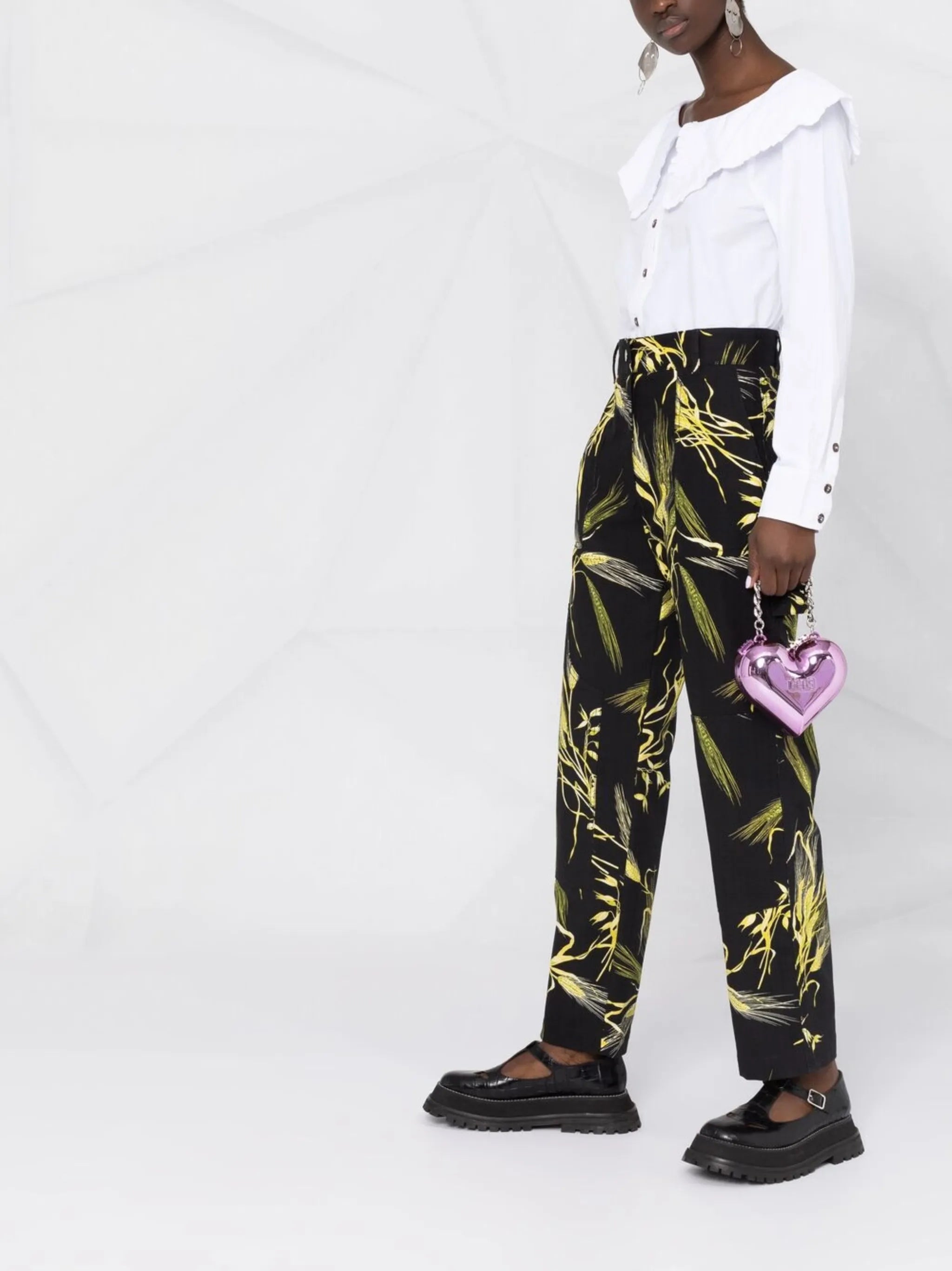 boat-neck button-up shirt