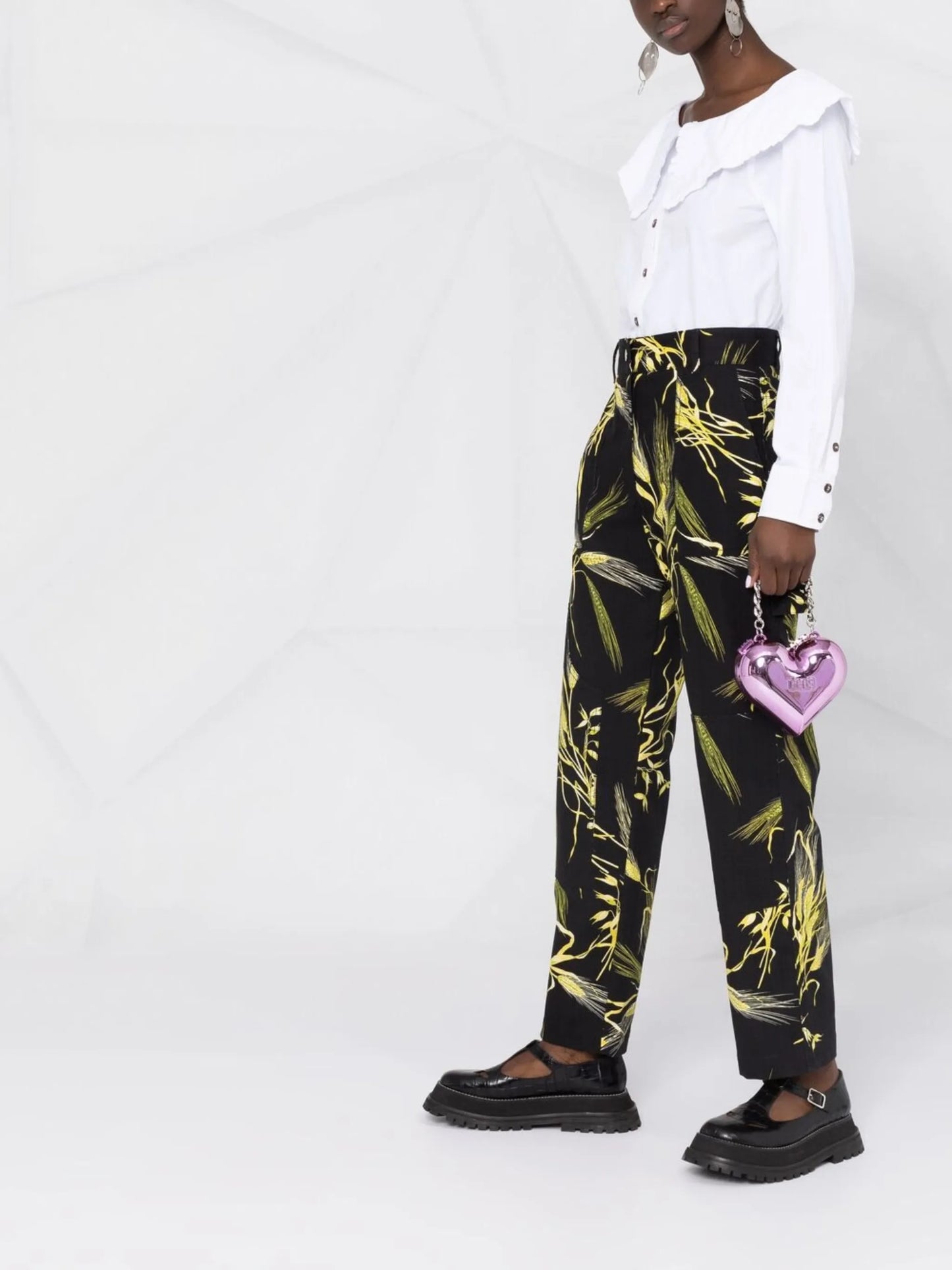 boat-neck button-up shirt