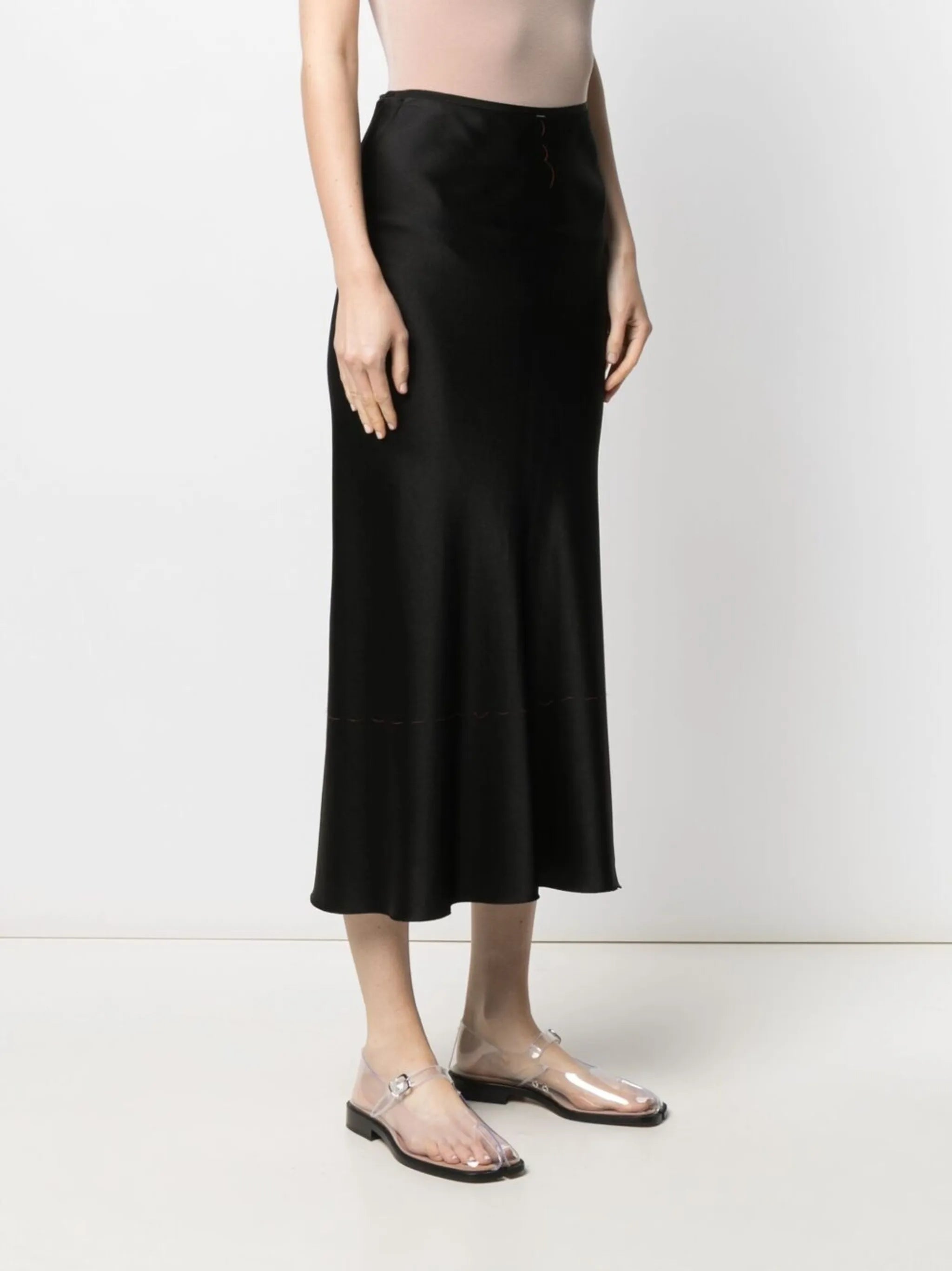 high-waisted ankle-length skirt