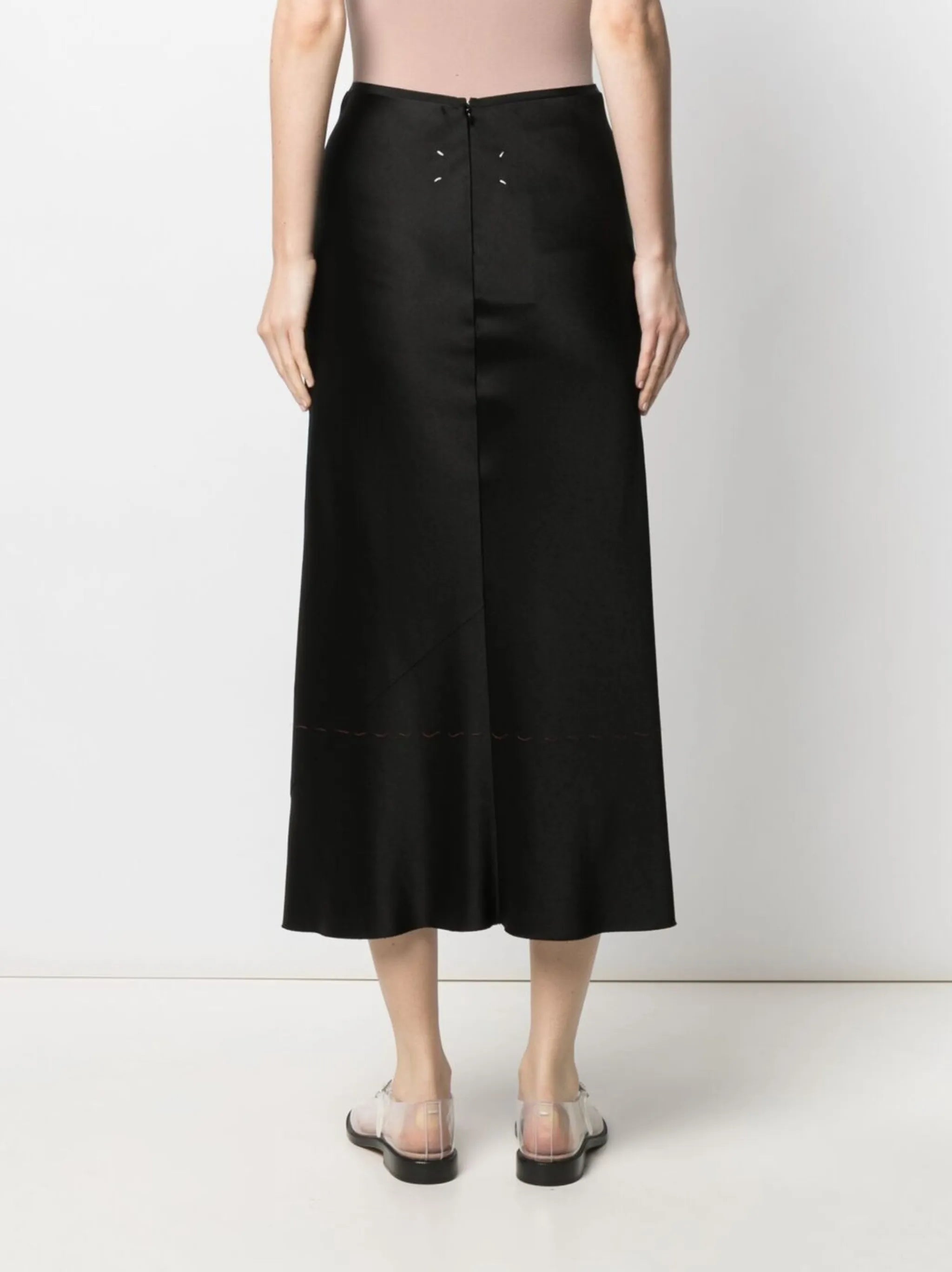 high-waisted ankle-length skirt
