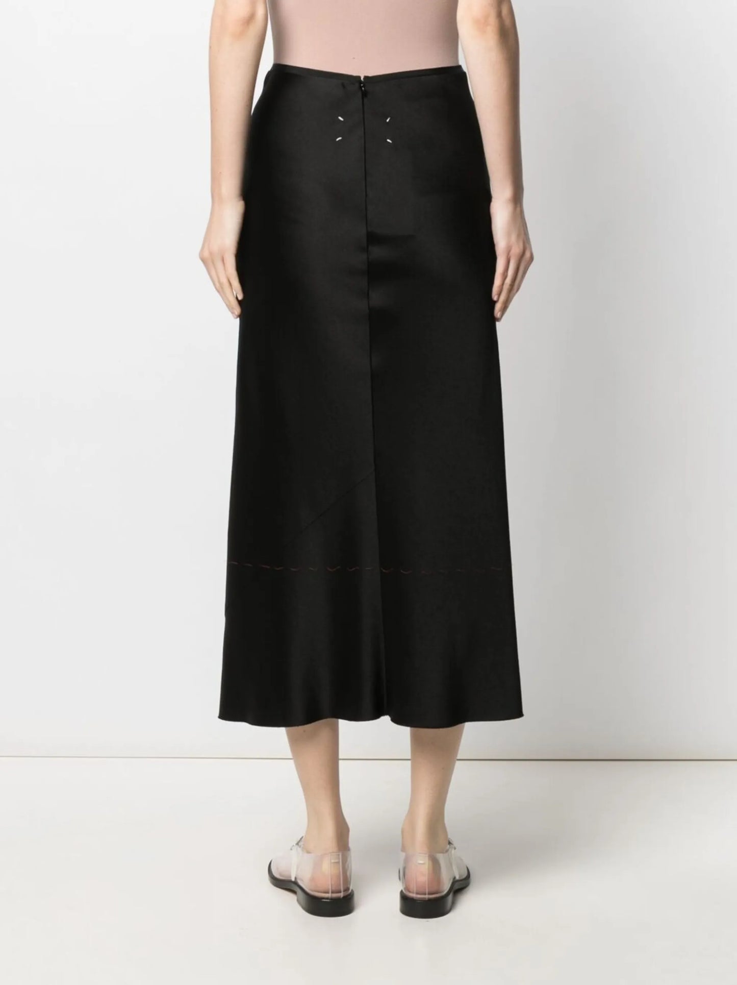 high-waisted ankle-length skirt