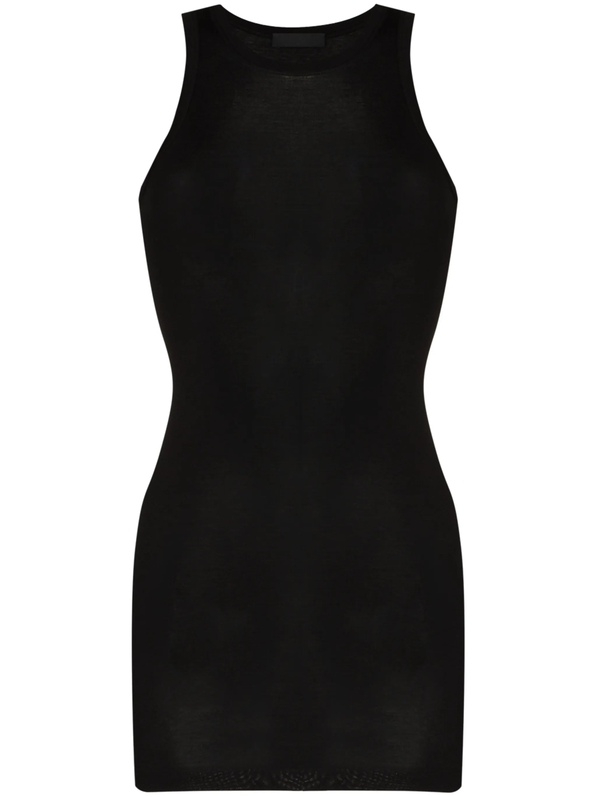round-neck ribbed-knit minidress
