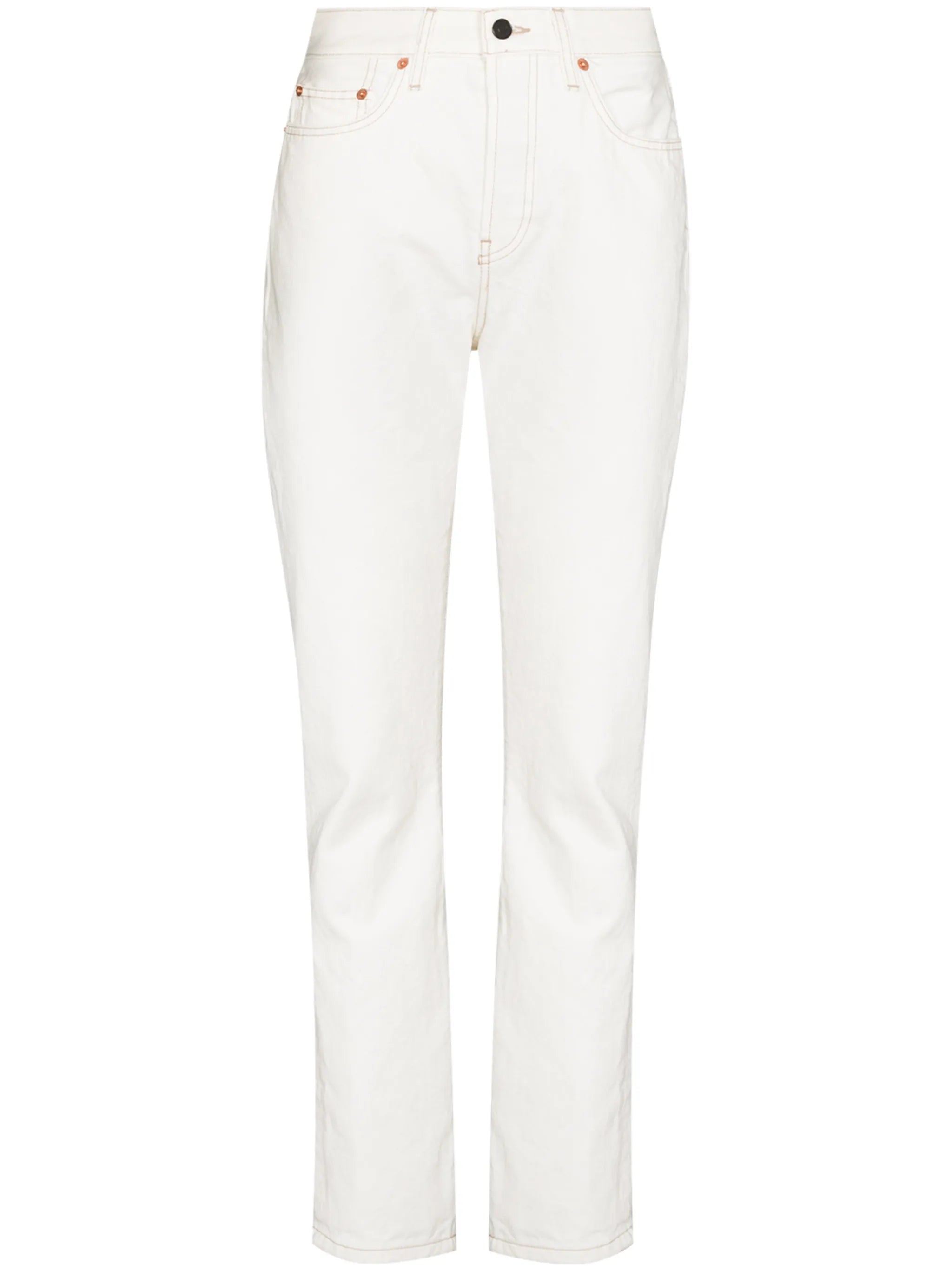 high-waisted straight-leg jeans