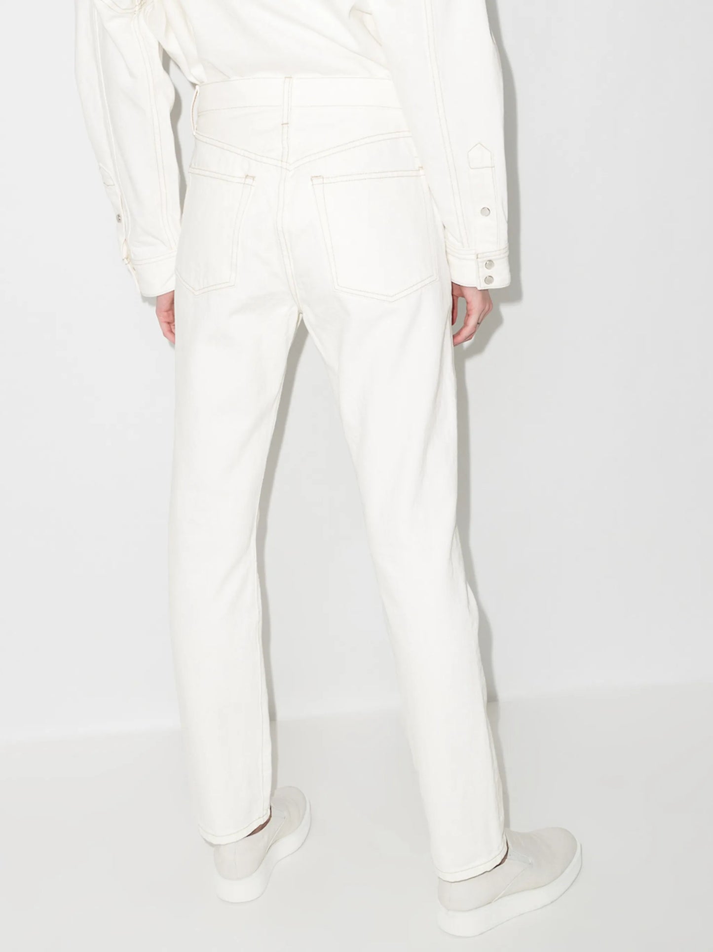 high-waisted straight-leg jeans