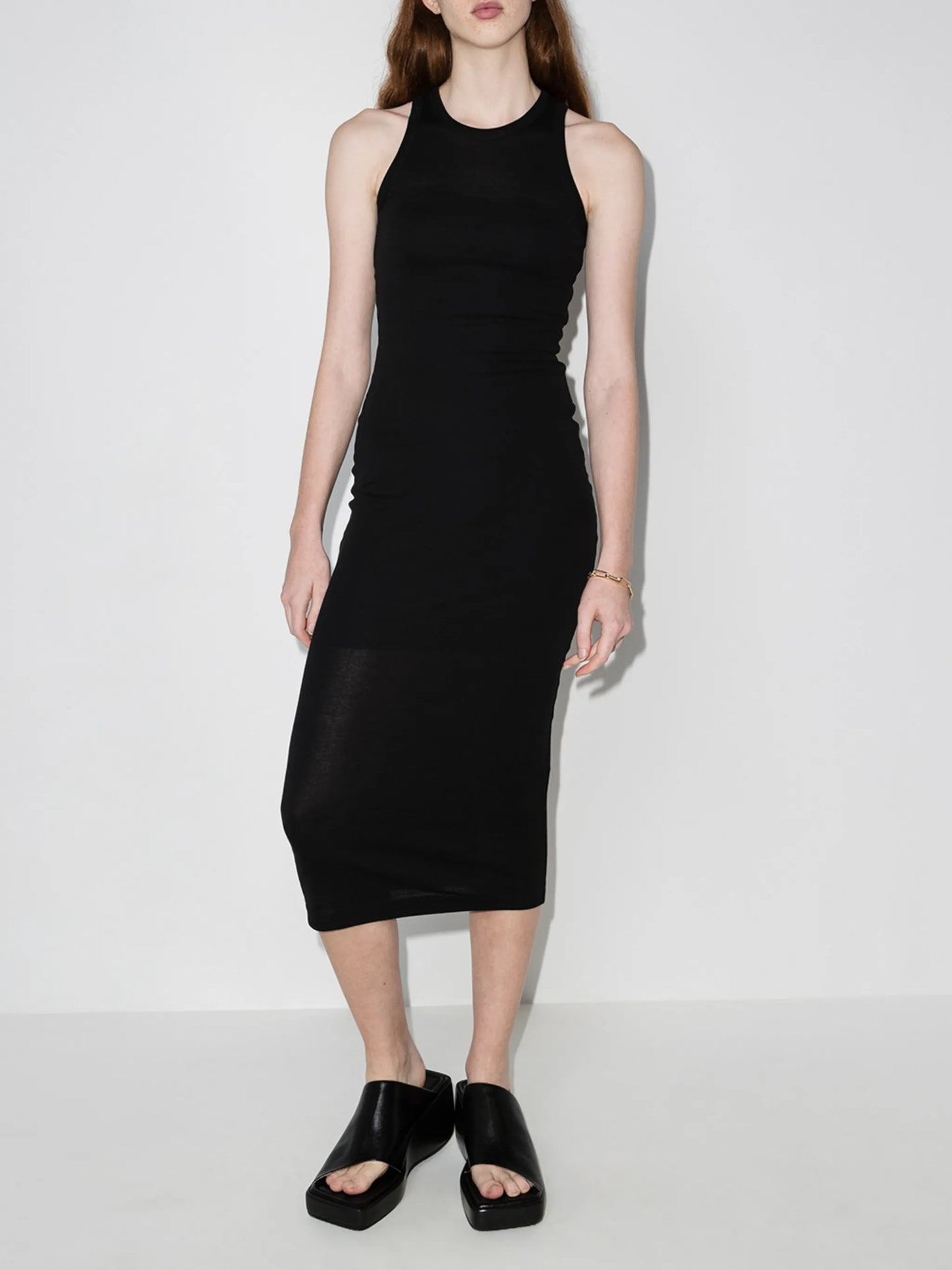 sleeveless ribbed midi dress