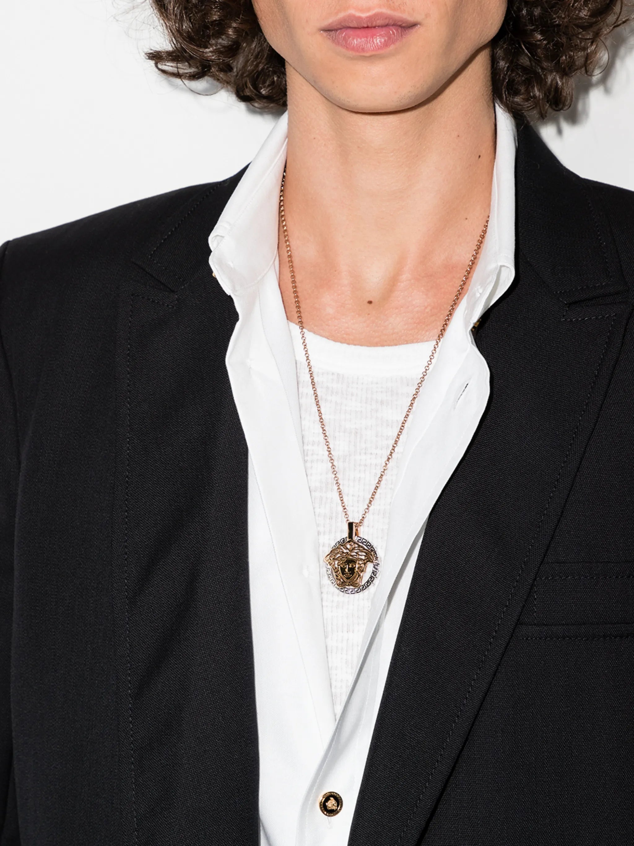 two-tone Medusa pendant necklace