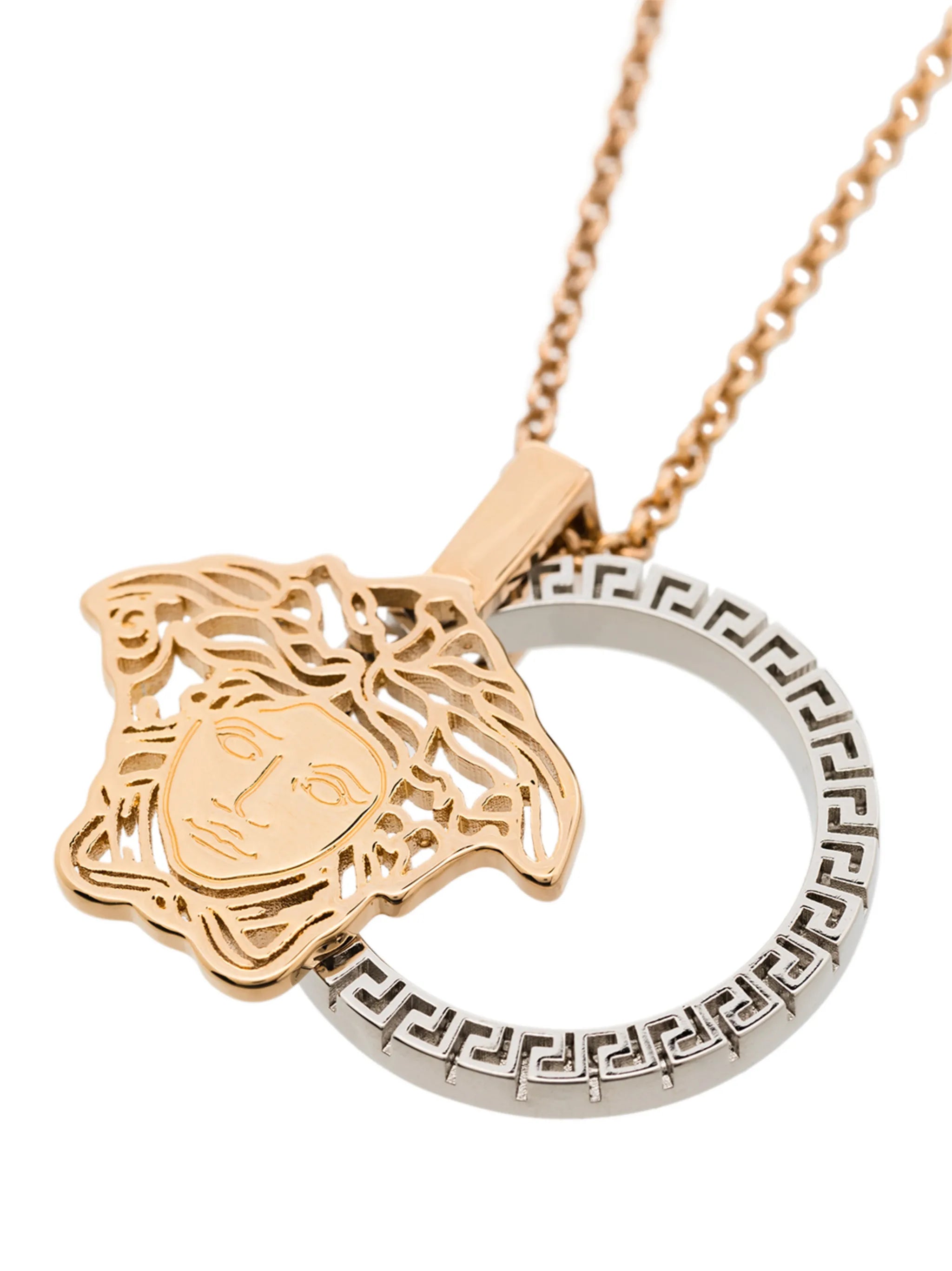 two-tone Medusa pendant necklace