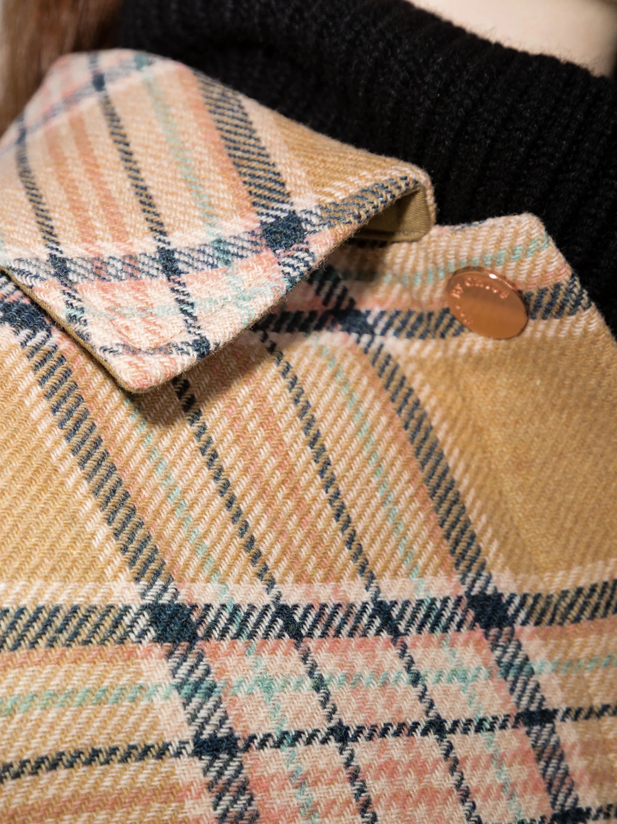 check-pattern oversized shirt coat