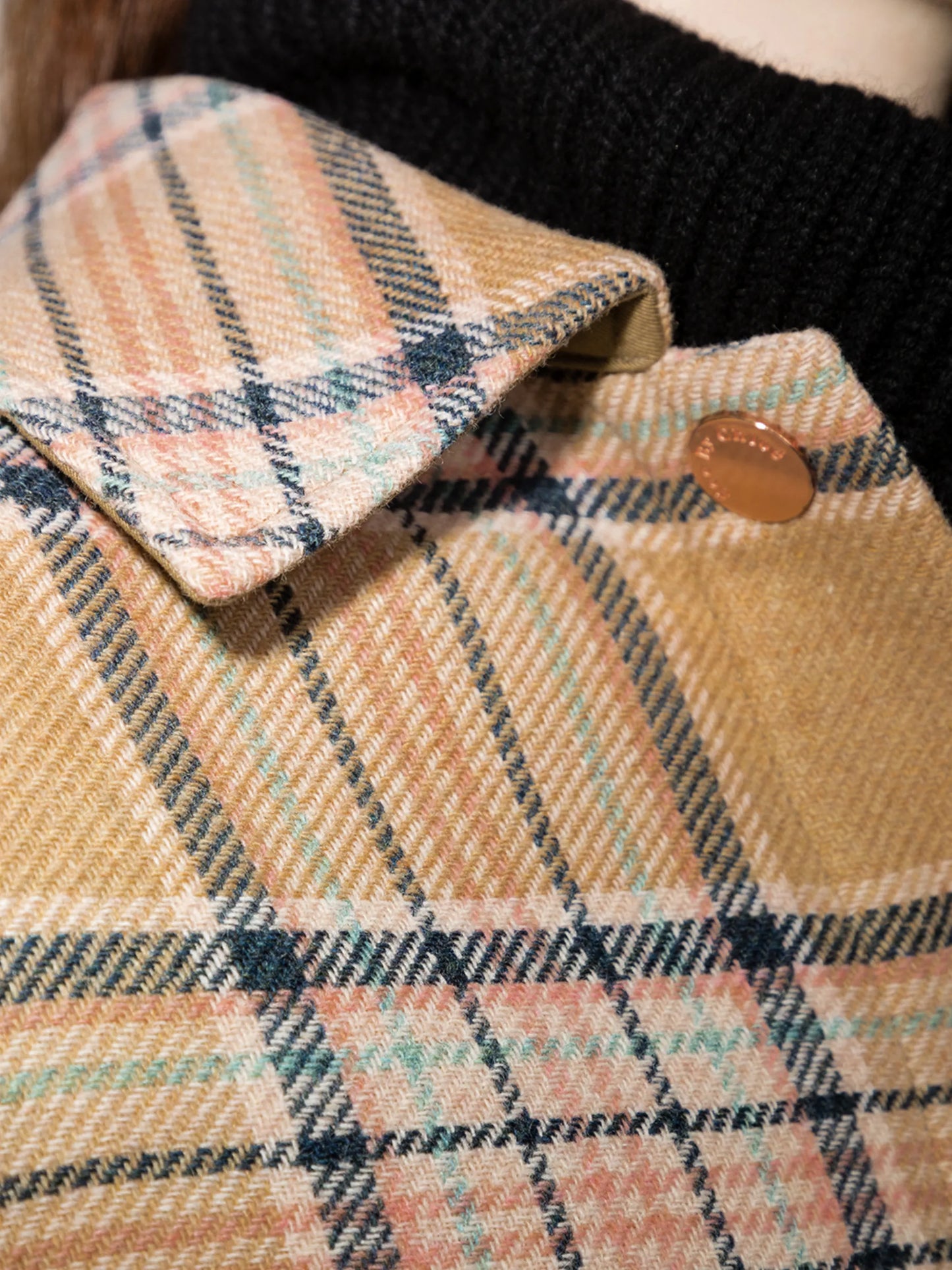 check-pattern oversized shirt coat
