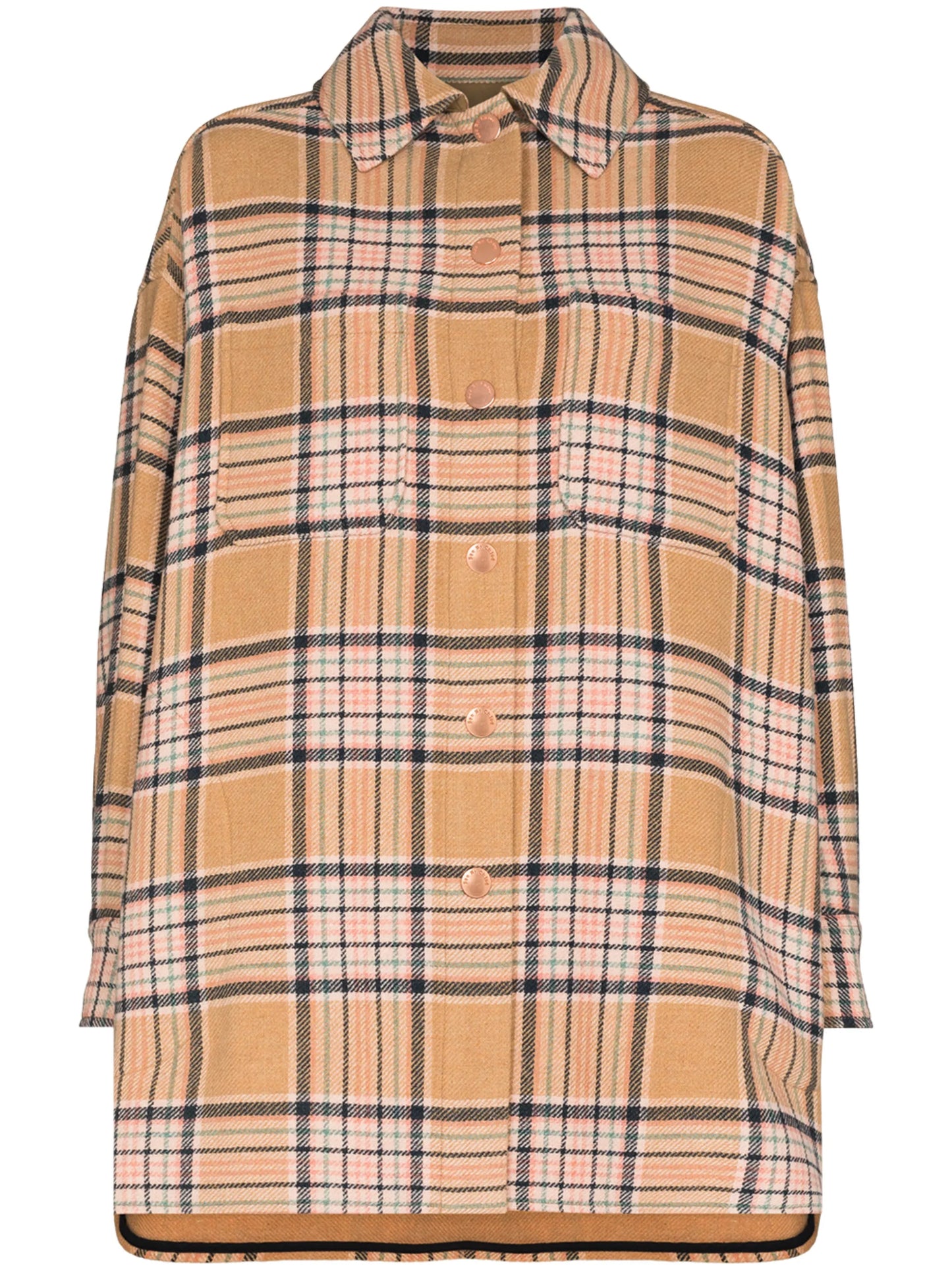 check-pattern oversized shirt coat